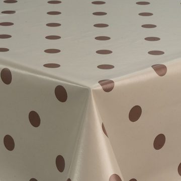 laro Tischdecke Wachstuch-Tischdecken Abwaschbar Punkte Braun Beige Weiß rechteckig