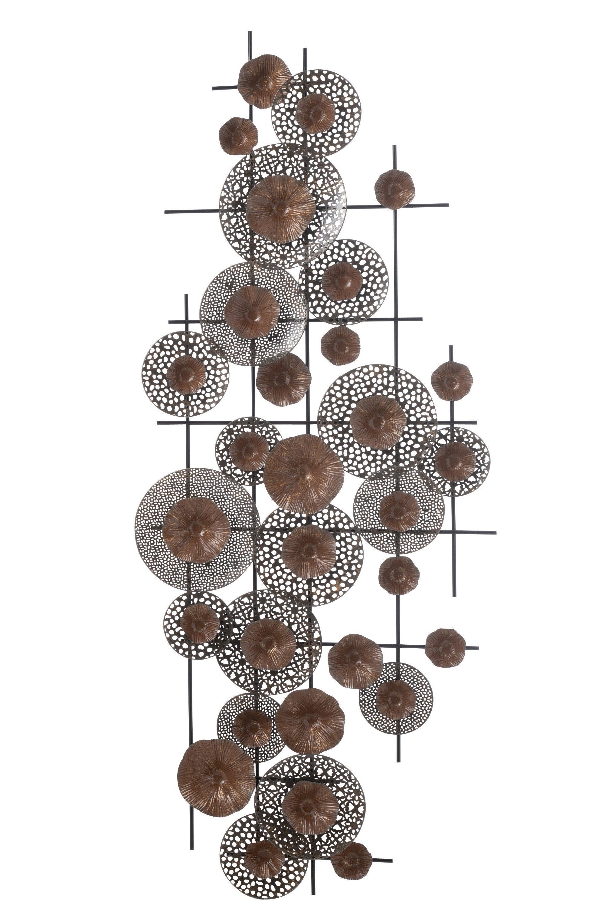 GILDE Dekoobjekt Handgefertigte Wanddekoration Blumen Metall Braun - Stilvolles Accesso