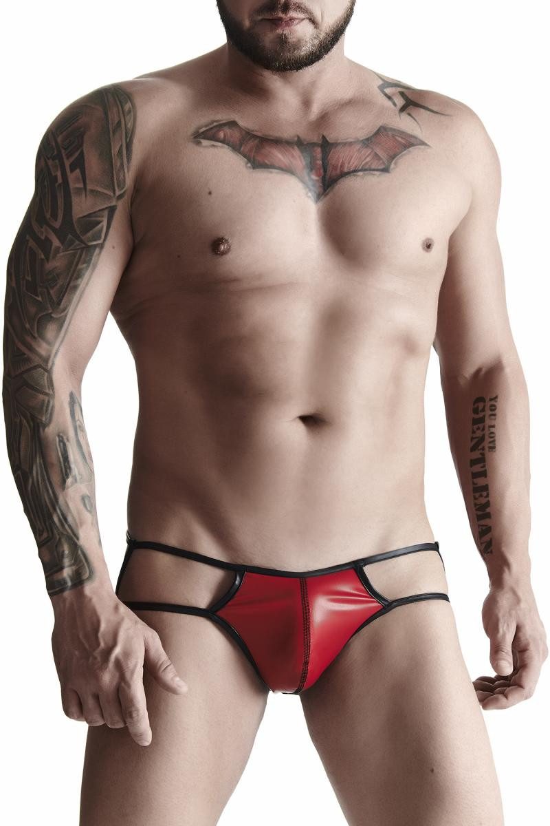 Regnes Fetish Planet Slip Herren Jock Slip in rot aus mattem Wetlook-Material pofrei sexy Herren
