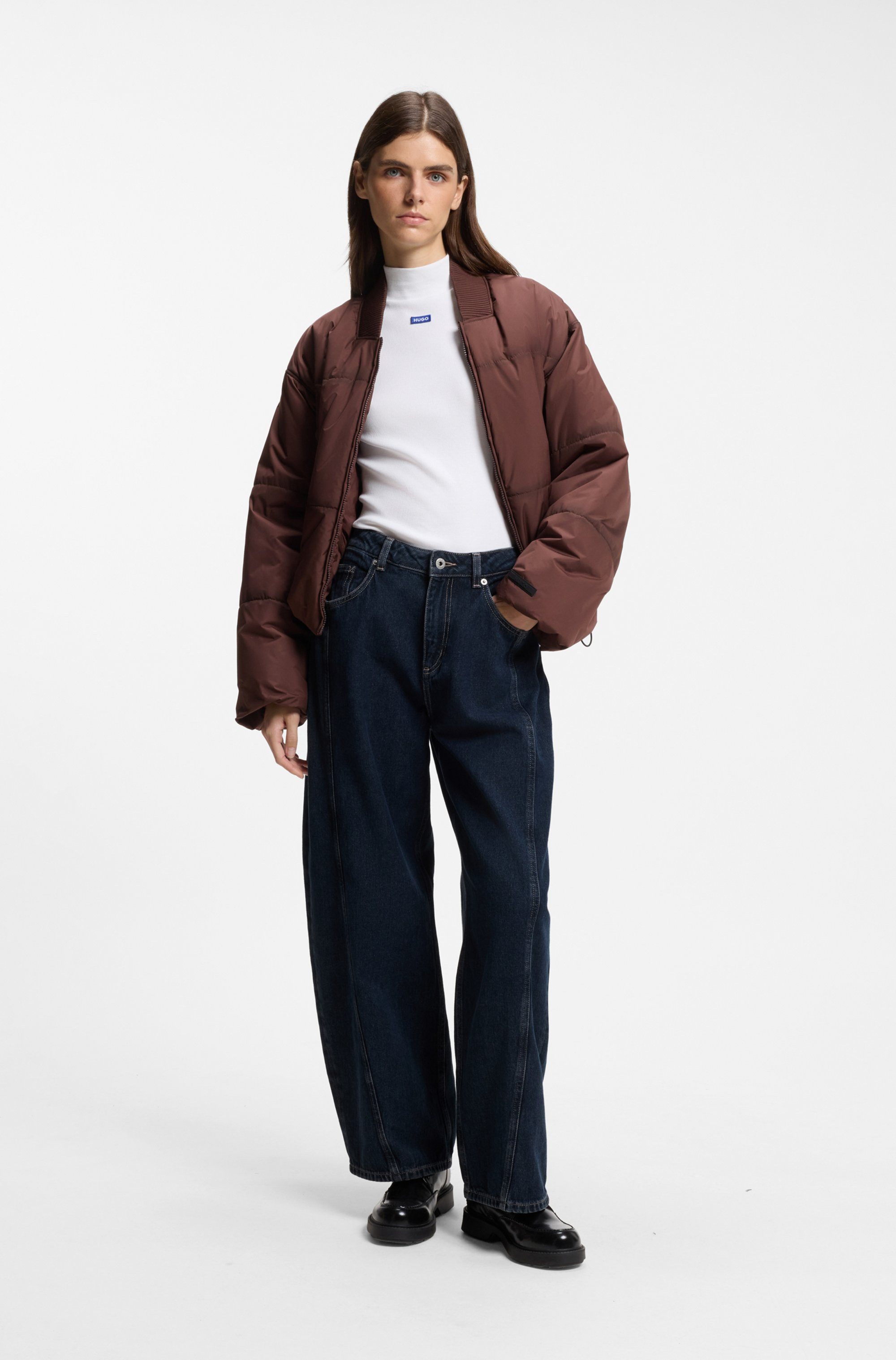 HUGO Longsleeve Easy Longsleeve mit Stehkragen – Bild 5 von 5