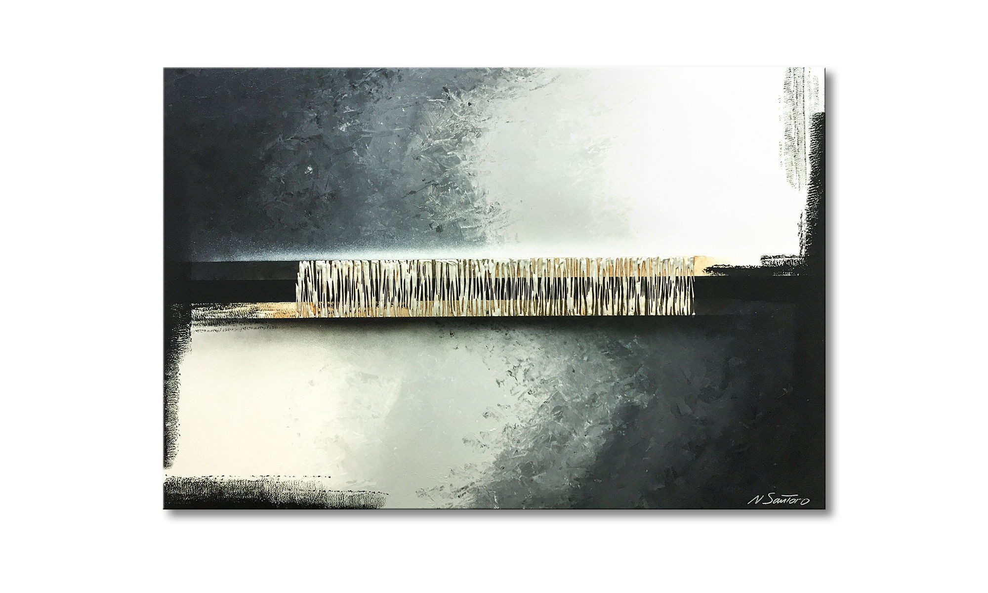WandbilderXXL Gemälde Silver Bridge 120 x 80 cm, Abstraktes Gemälde, handgemaltes Unikat