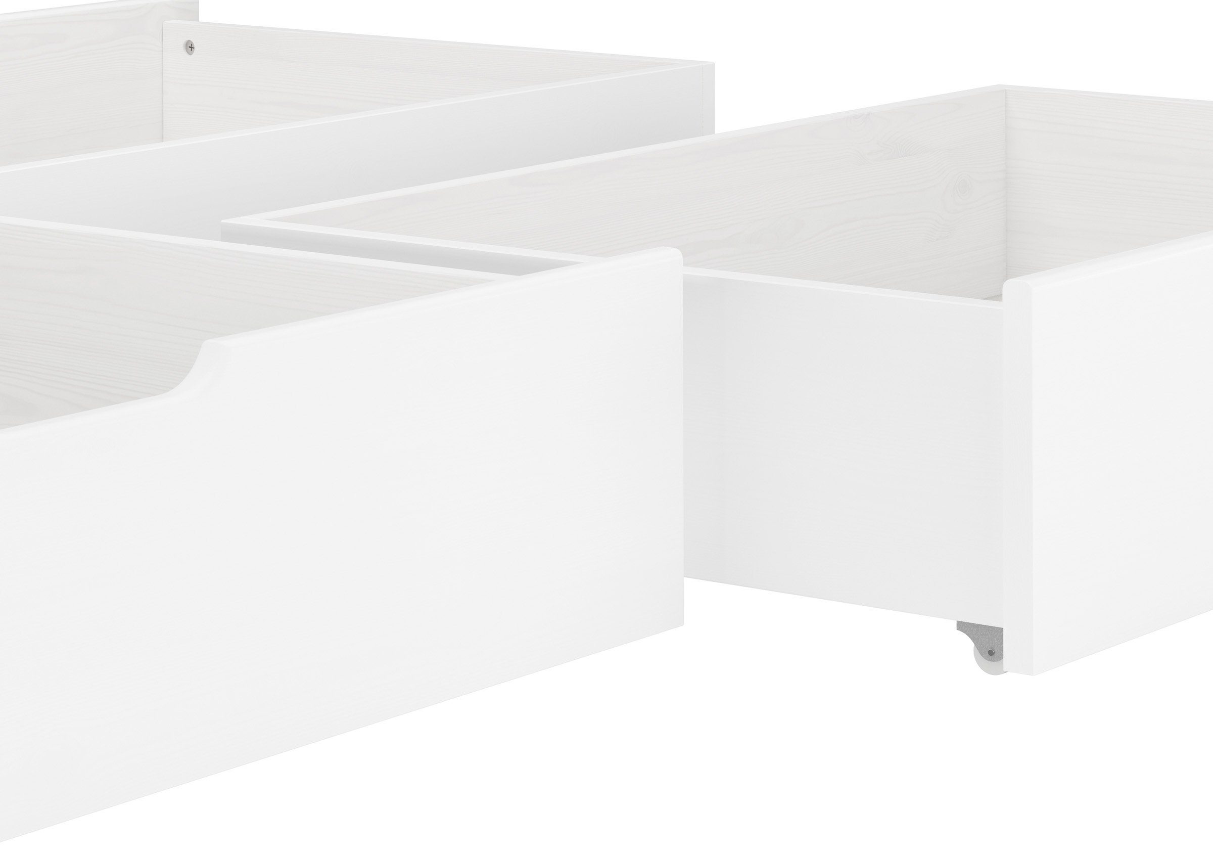 Bettkasten Doppelbetten 90.10-S3W - - Unterbettkommode weißfür 3-teilig Weiß, Doppelbetten Kiefer ERST-HOLZ - Kiefer für Bettkasten Dreiteiliger