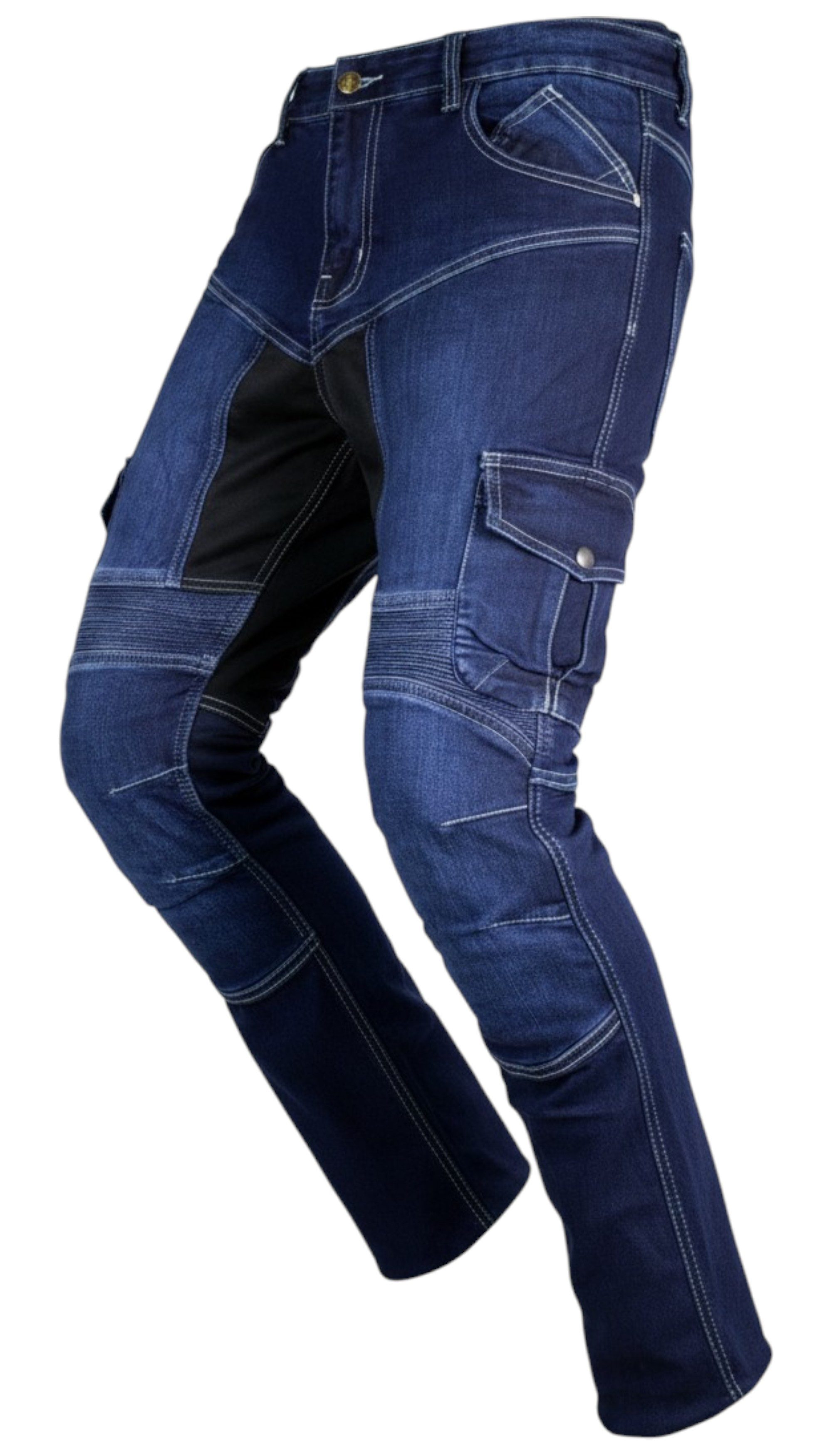 MDM Motorradhose Herren Motorrad Jeans mit Protektoren, Cargo Biker Hose – Bild 3 von 5