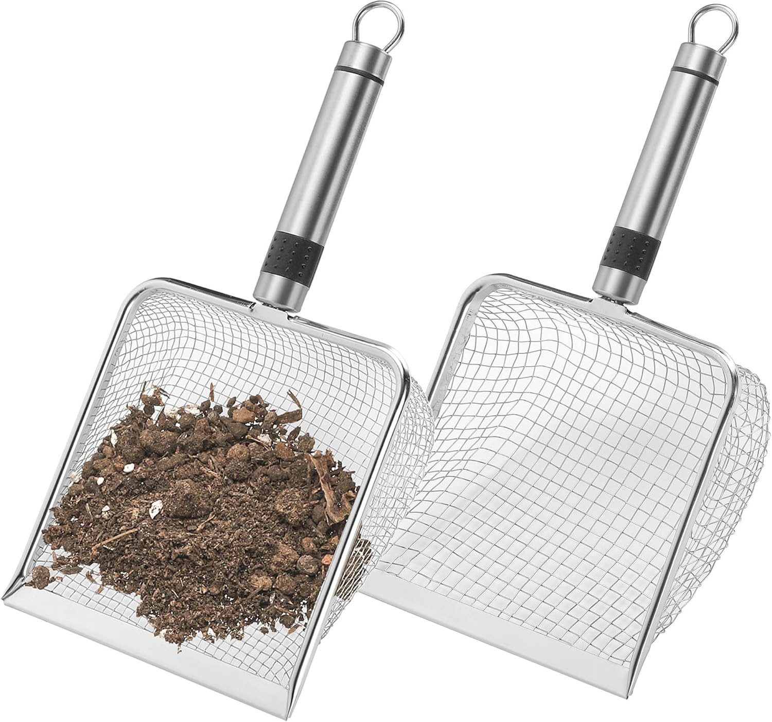 FELIXLEO Gartensieb 2er Set Gartensieb Edelstahl Kompostsieb Erdsieb mit Griff, (1-St)