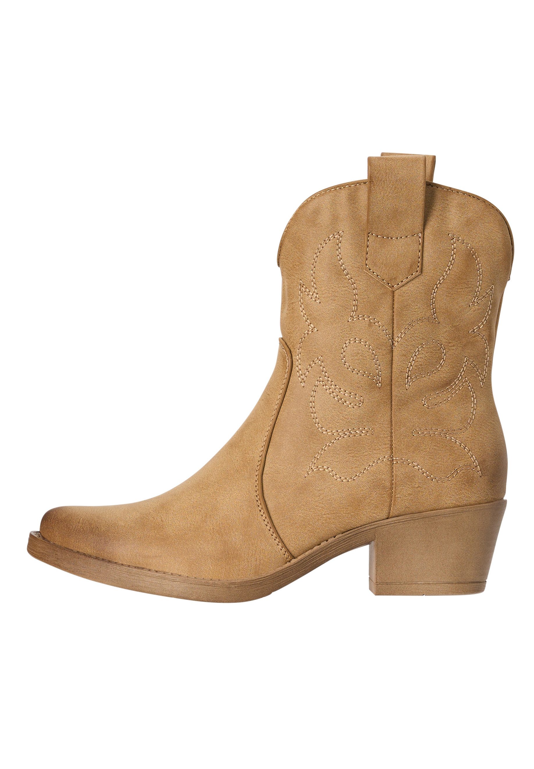 Salinyang Damen Western Cowboy Boots mit Ziernähten und Blockabsatz Stiefelette
