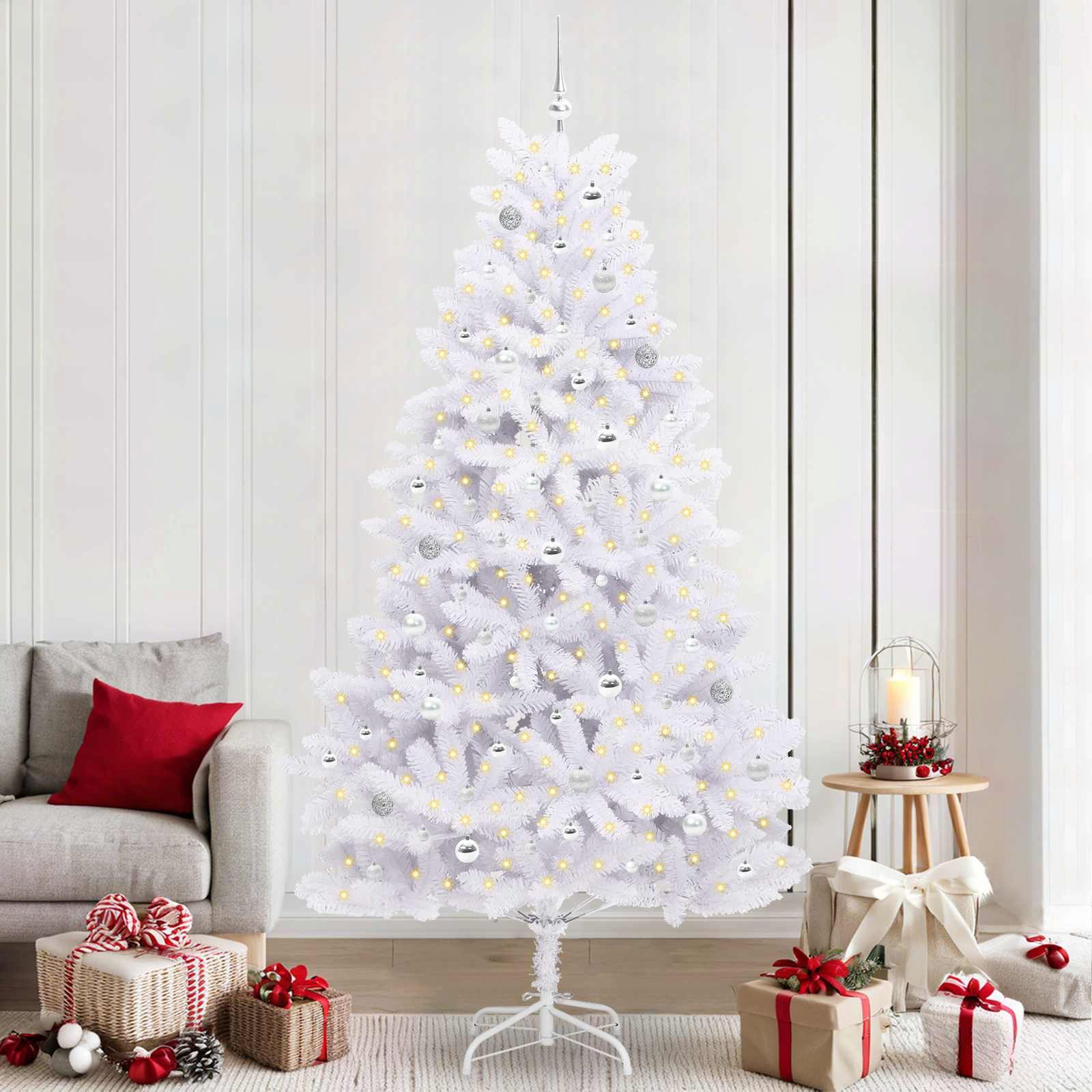 vidaXL Künstlicher Weihnachtsbaum Künstlicher klappbarer Weihnachtsbaum Weiß 240 cm PVC und Stahl
