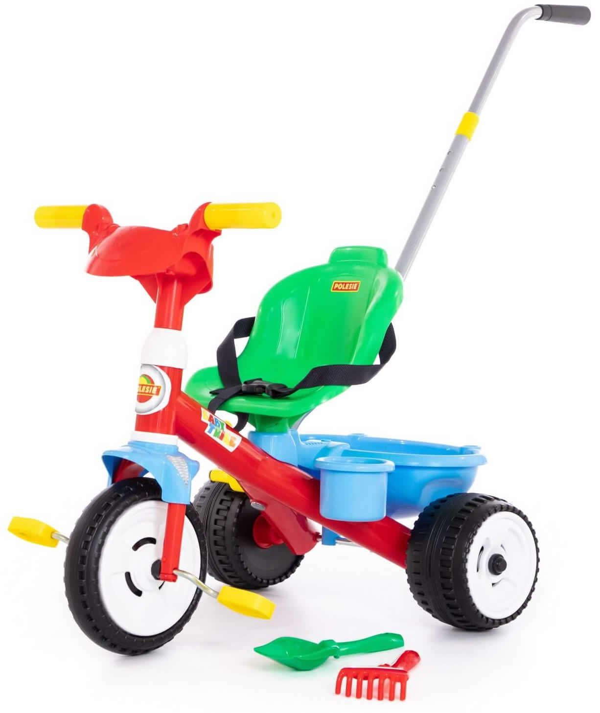Polesie Dreirad Dreirad Baby Trike m. Mulde 2-tlg. Sand-Set Schubstange Tretfahrzeug