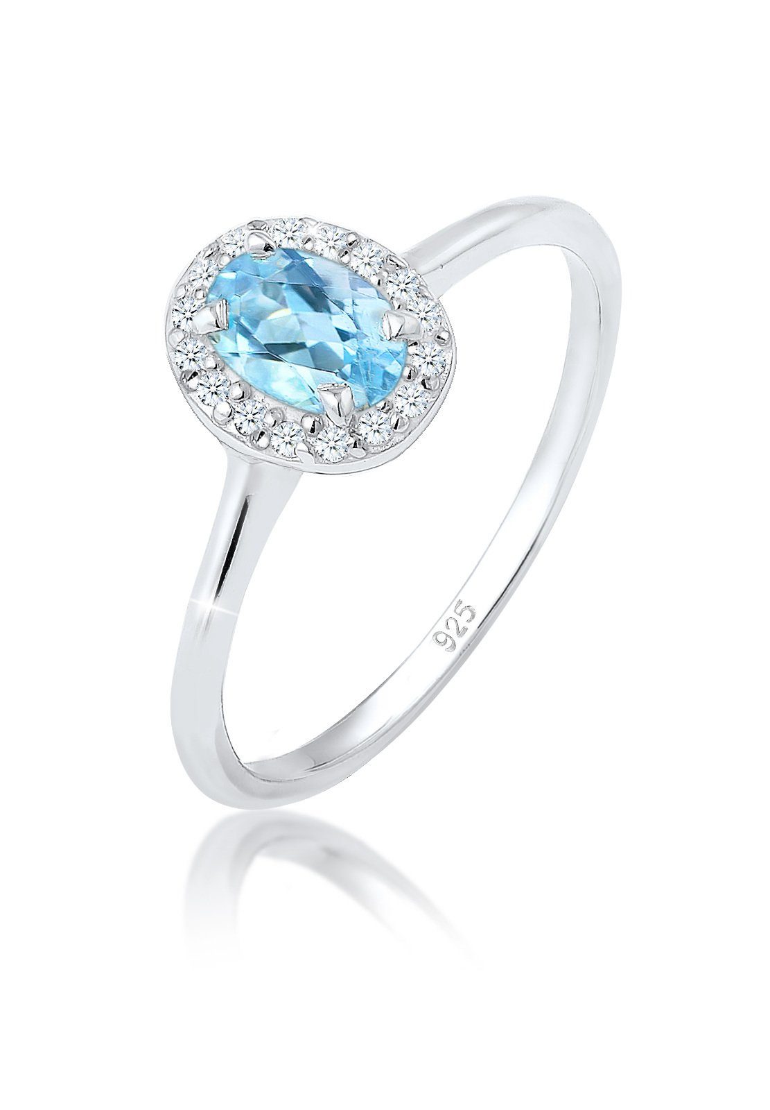 Elli DIAMONDS Verlobungsring Oval Topas Diamant Brillantschliff (0.08 ct) 925 Sterling Silber