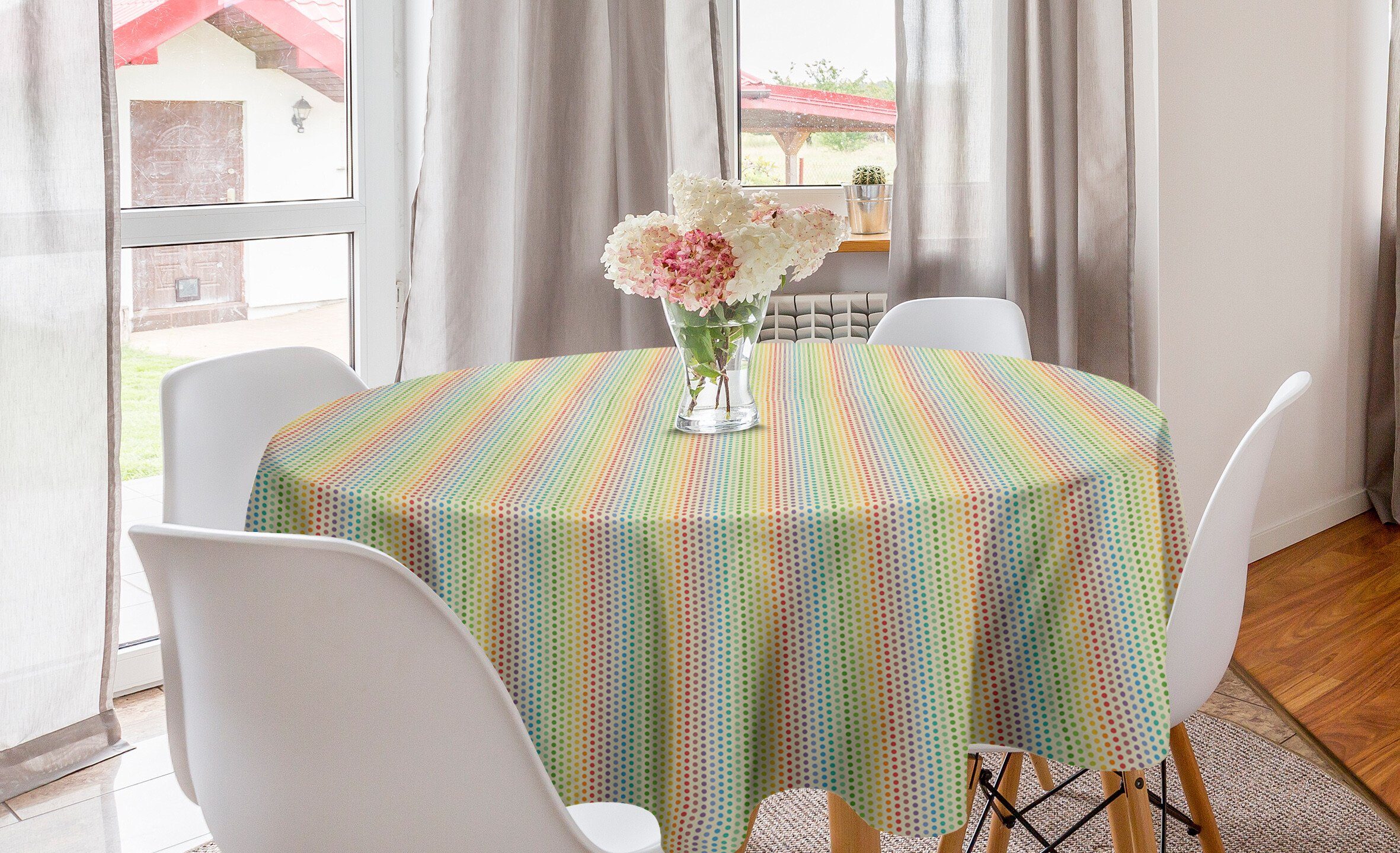 Tischdecke Küche Tischdecke Bunte Spectrum Esszimmer Punkte Abdeckung Abakuhaus Regenbogen Kreis Dekoration, für