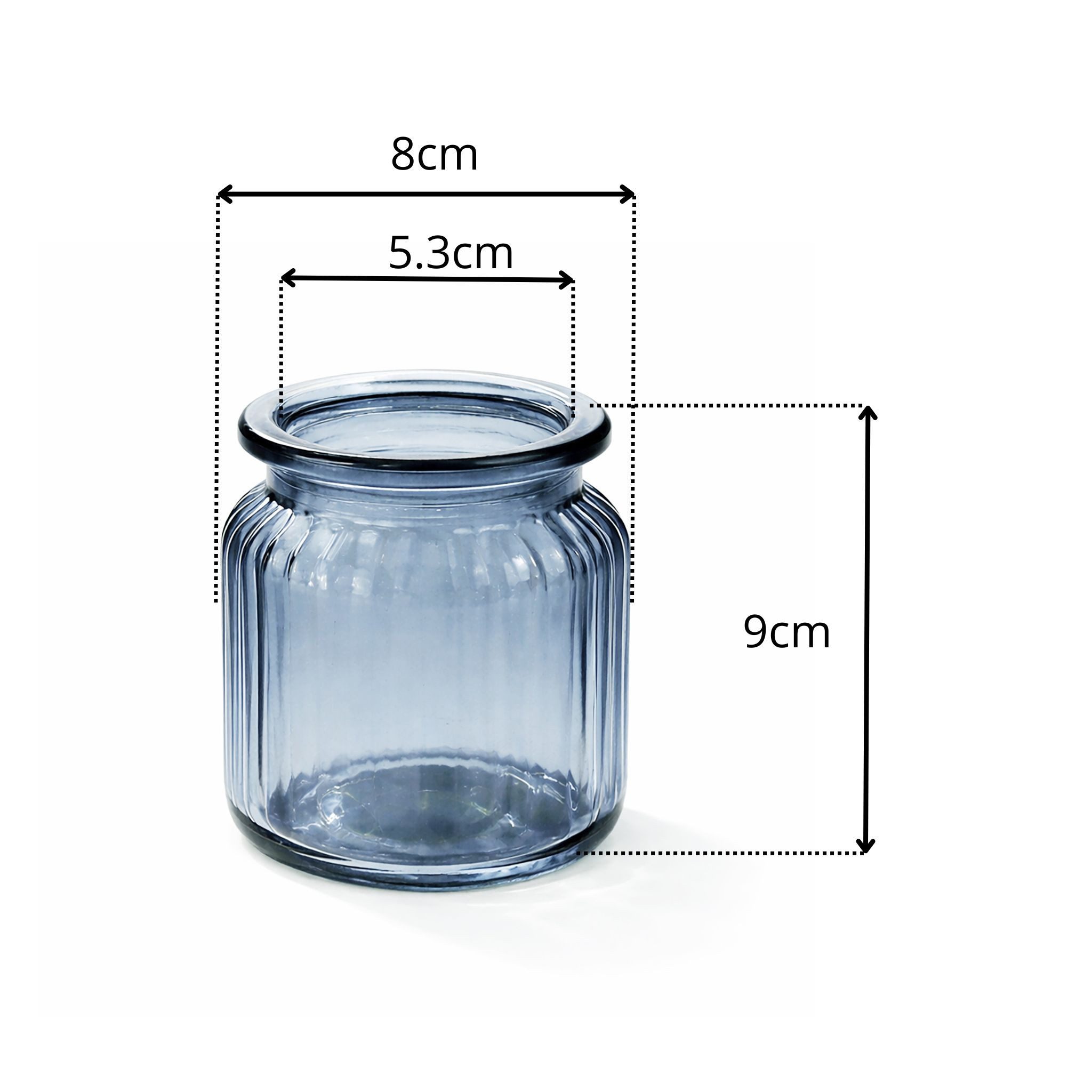 Creativery Papierserviette, Windlicht Glas gerillt 8x9cm 4er Set dunkelblau