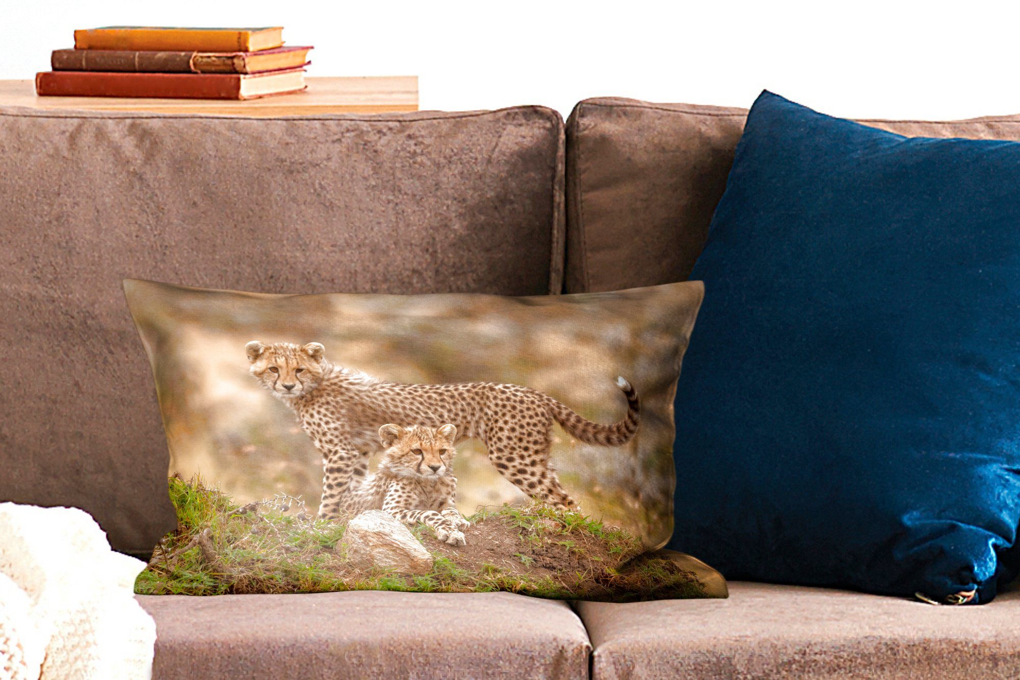 MuchoWow Dekokissen Leopard - Jungtier Natur, - Dekokissen mit Zierkissen, Füllung, Wohzimmer Dekoration, Schlafzimmer