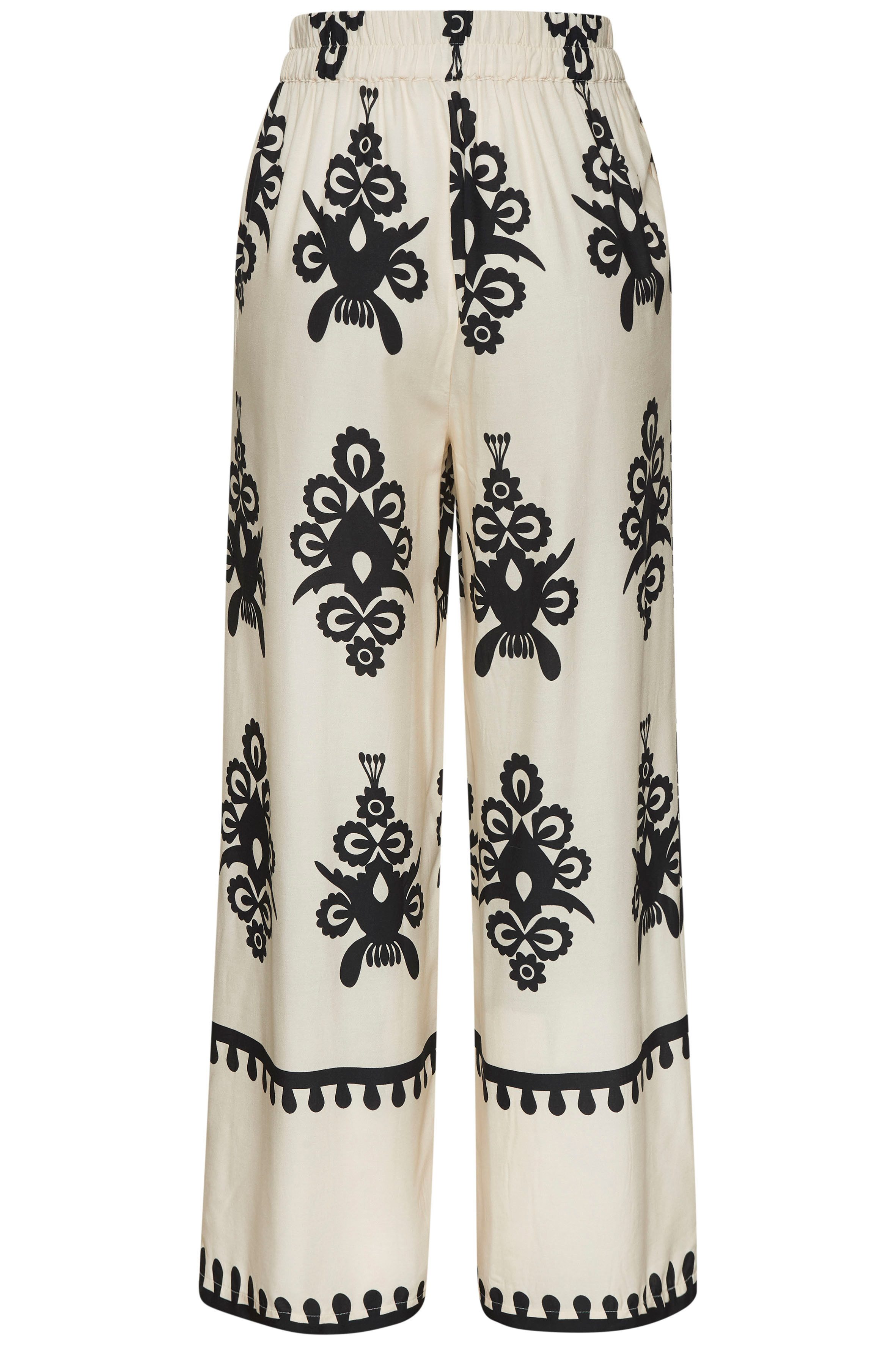 Palazzohose mit Ethno-Print und weitem, luftigem Bein