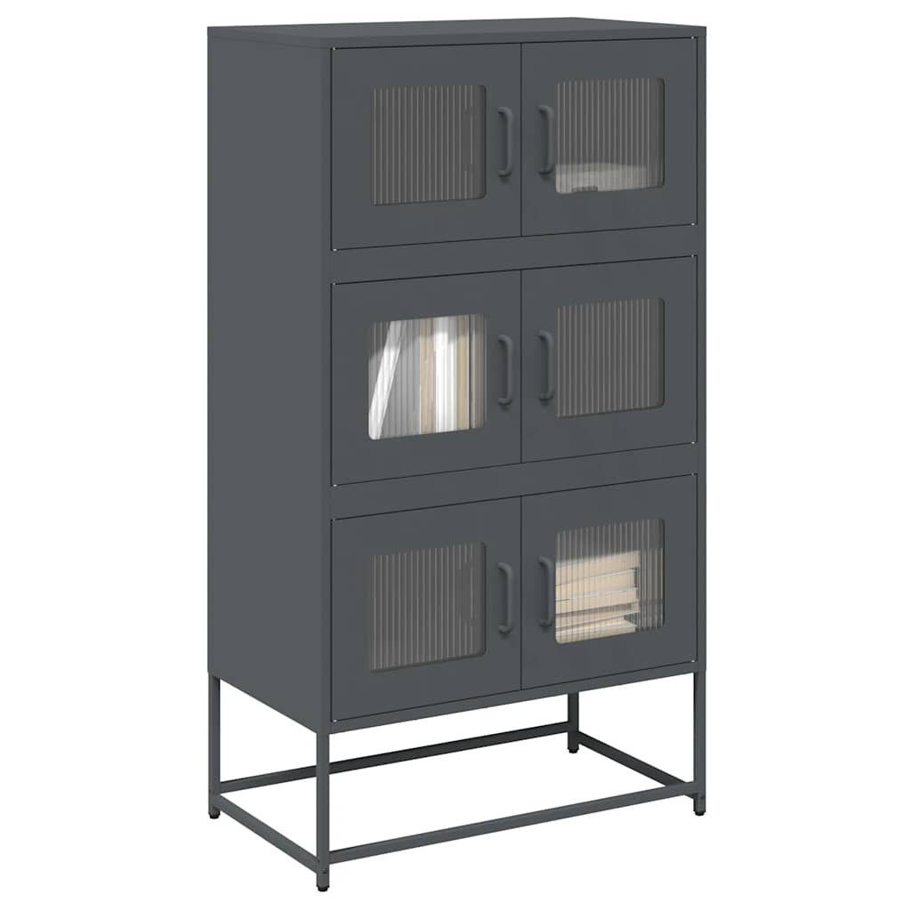 vidaXL Highboard Highboard Anthrazit 68x39x123 cm Stahl (1 St)