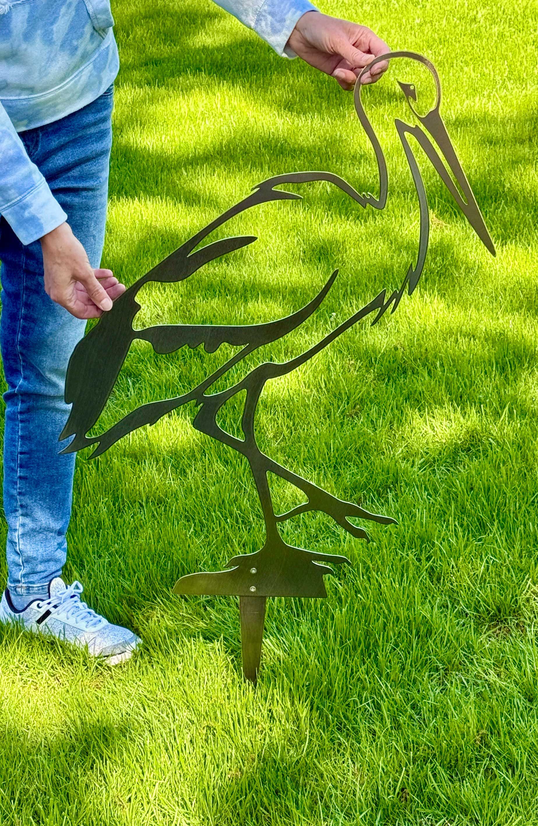 ILLUMINO Gartenstecker Gartendeko Storch XXL rost günstig online kaufen