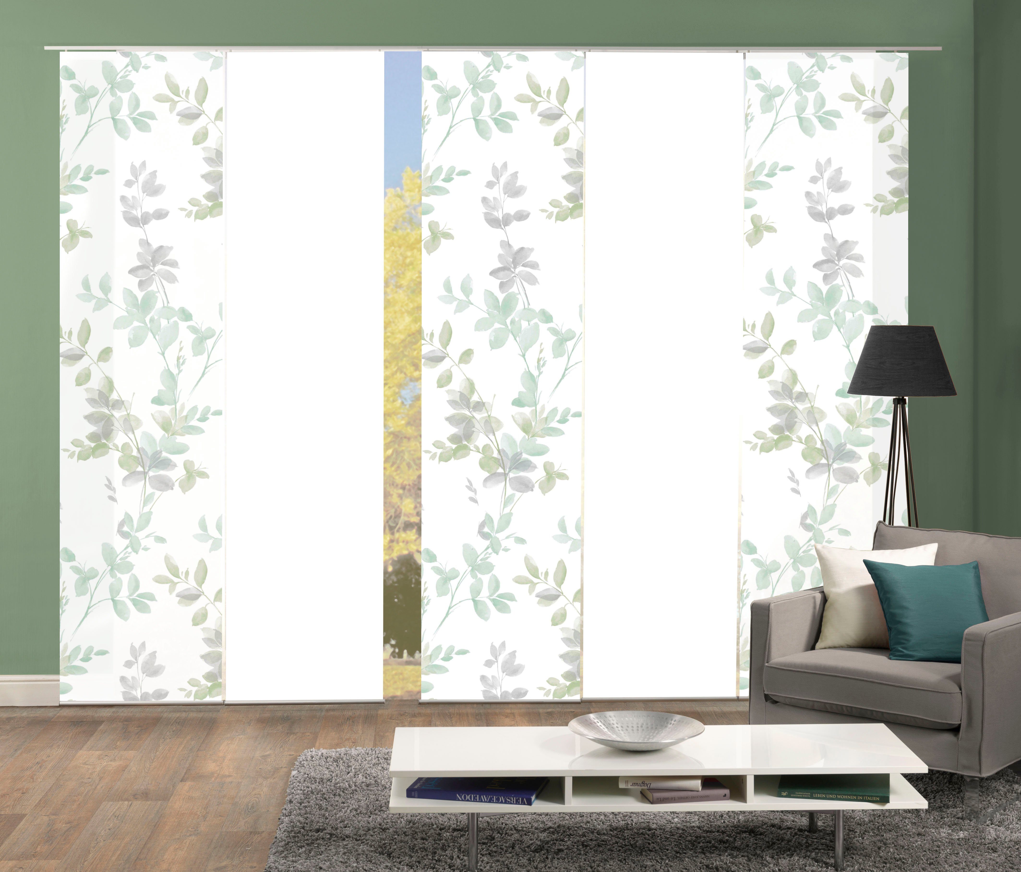 HOME WOHNIDEEN Schiebegardine 5er SET (5 St), Paneelwagen, blickdicht, Schiebevorhang Digidruck 5er Set AYLA