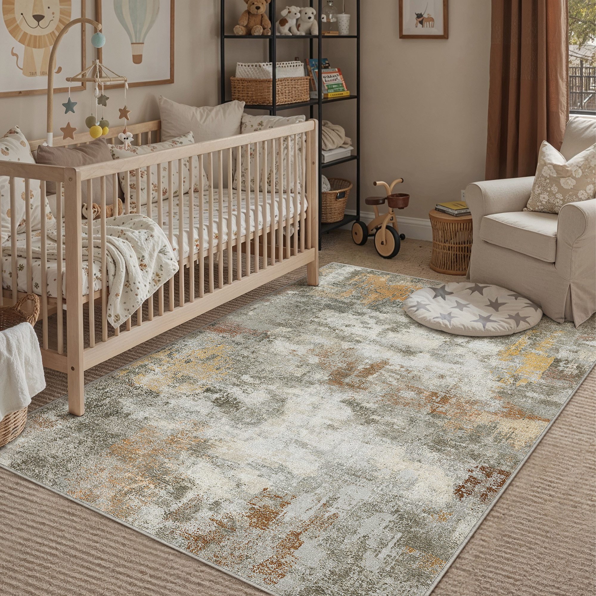 PURECOZY Teppich Kurzflor, modern abstrakt Scandi-Look, waschbar & weich, Rechteckig, Höhe: 5 mm, geeignet für Innenräume, 120x180, 160x230, 200x300, 300x400 cm