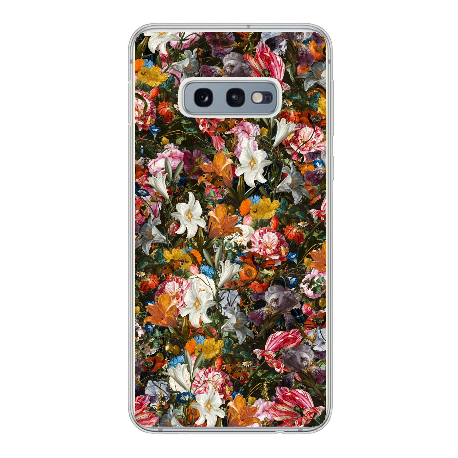 MuchoWow Handyhülle für Samsung Galaxy S10e Blumen - Schmetterling - Design - Kunst - Abst, Phone Case, Silikon, Schutzhülle Dünn