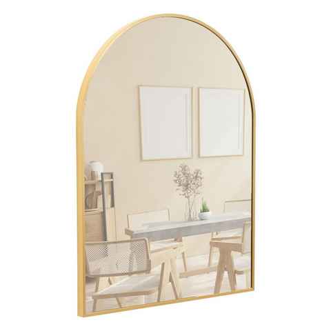 Terra Home Wandspiegel Spiegel 60x80 Metallrahmen Bogenform Schminkspiegel gold, Badezimmerspiegel Flurspiegel