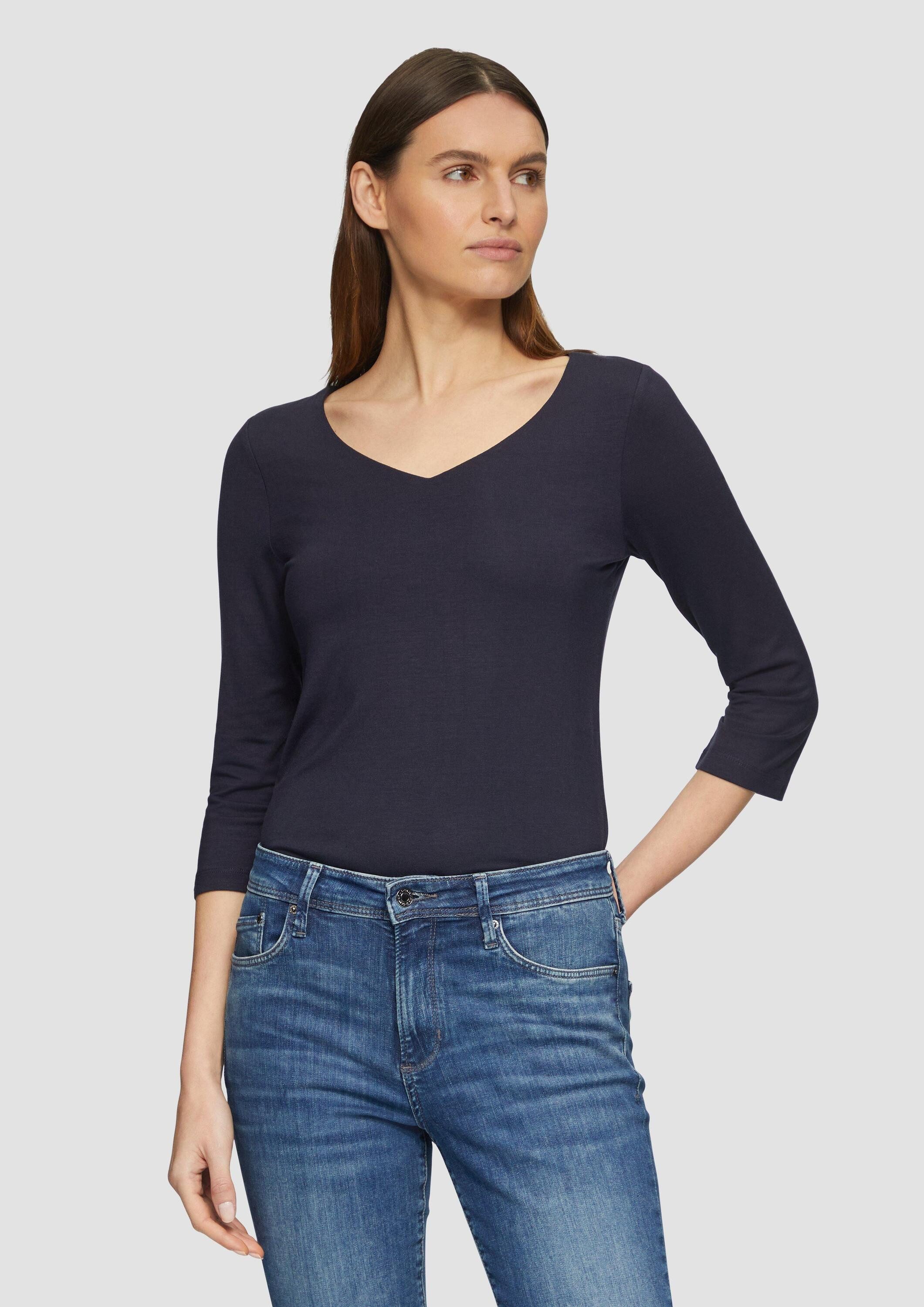 s.Oliver 3/4-Arm-Shirt T-Shirt T-Shirt aus Lyocell im Slim Fit mit 3/4-Ärme günstig online kaufen