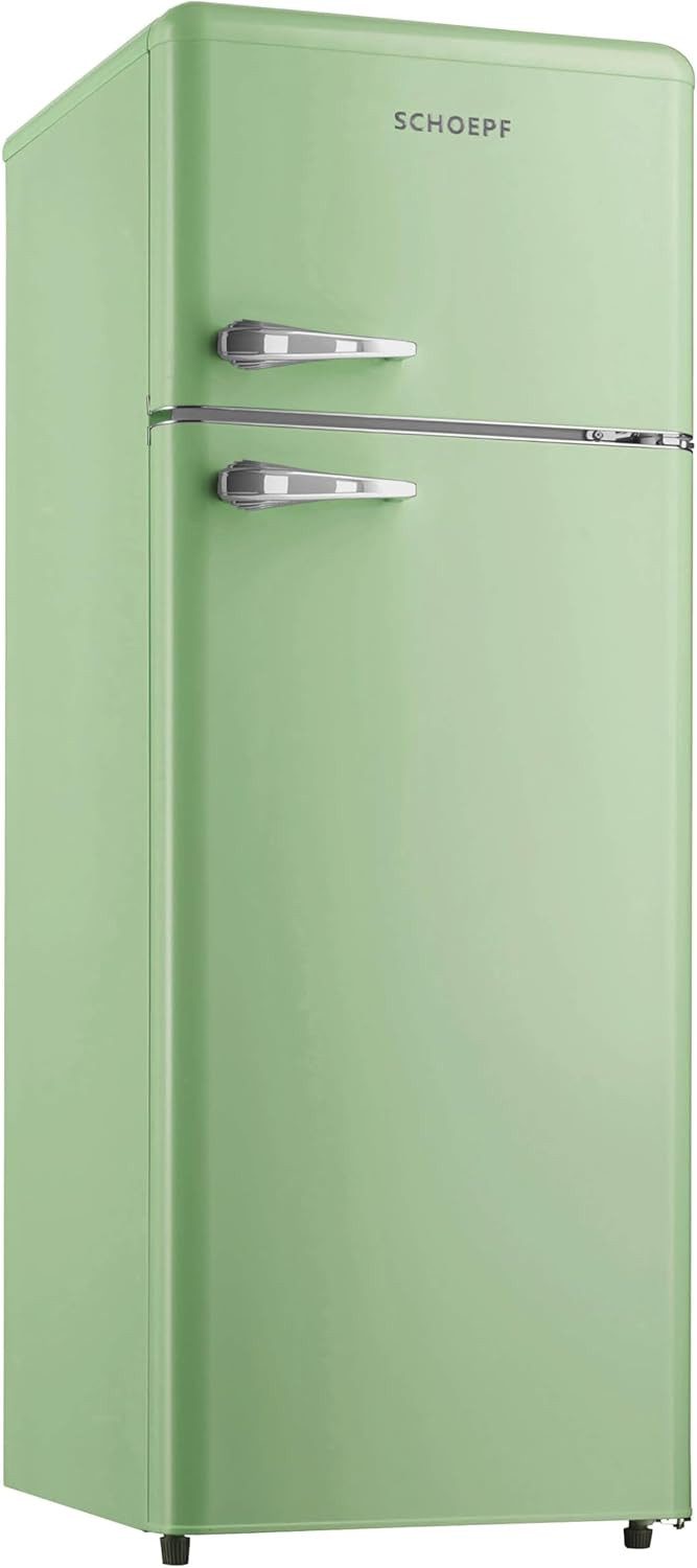 SCHOEPF Kühl-/Gefrierkombination RKG218DSG, 145,60 cm hoch, 54,50 cm breit, LED-Beleuchtung, Retro-Design, 211 Liter Nutzinhalt