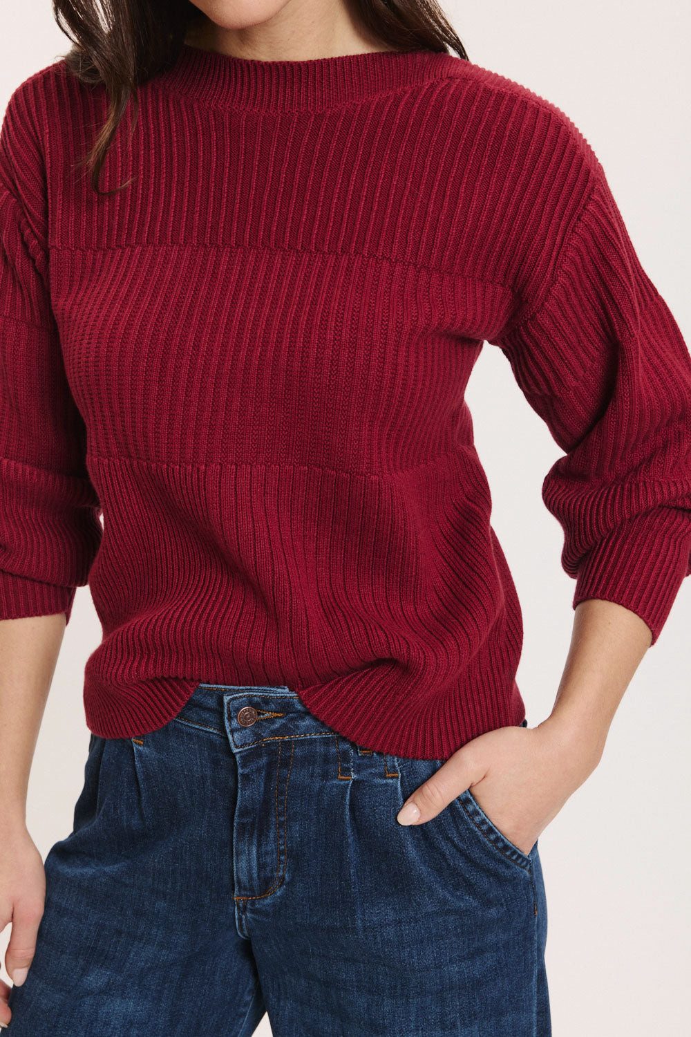 Tranquillo Strickpullover Strick-Pullover Kiraa aus Biobaumwolle Schwerer Strukturstrick aus Bio-Baumwolle