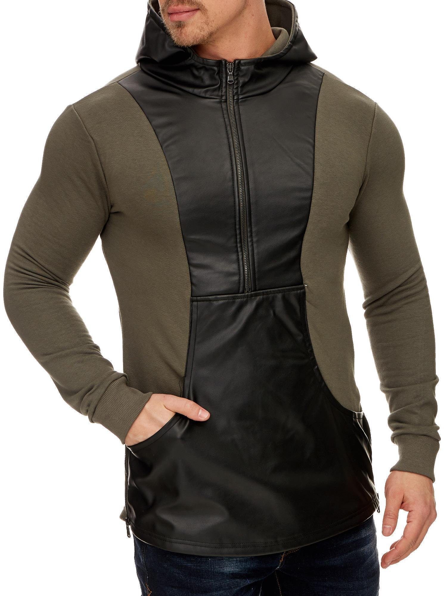 Tazzio Sweatshirt Oversize modisches Kapuzensweatshirt khaki-1216