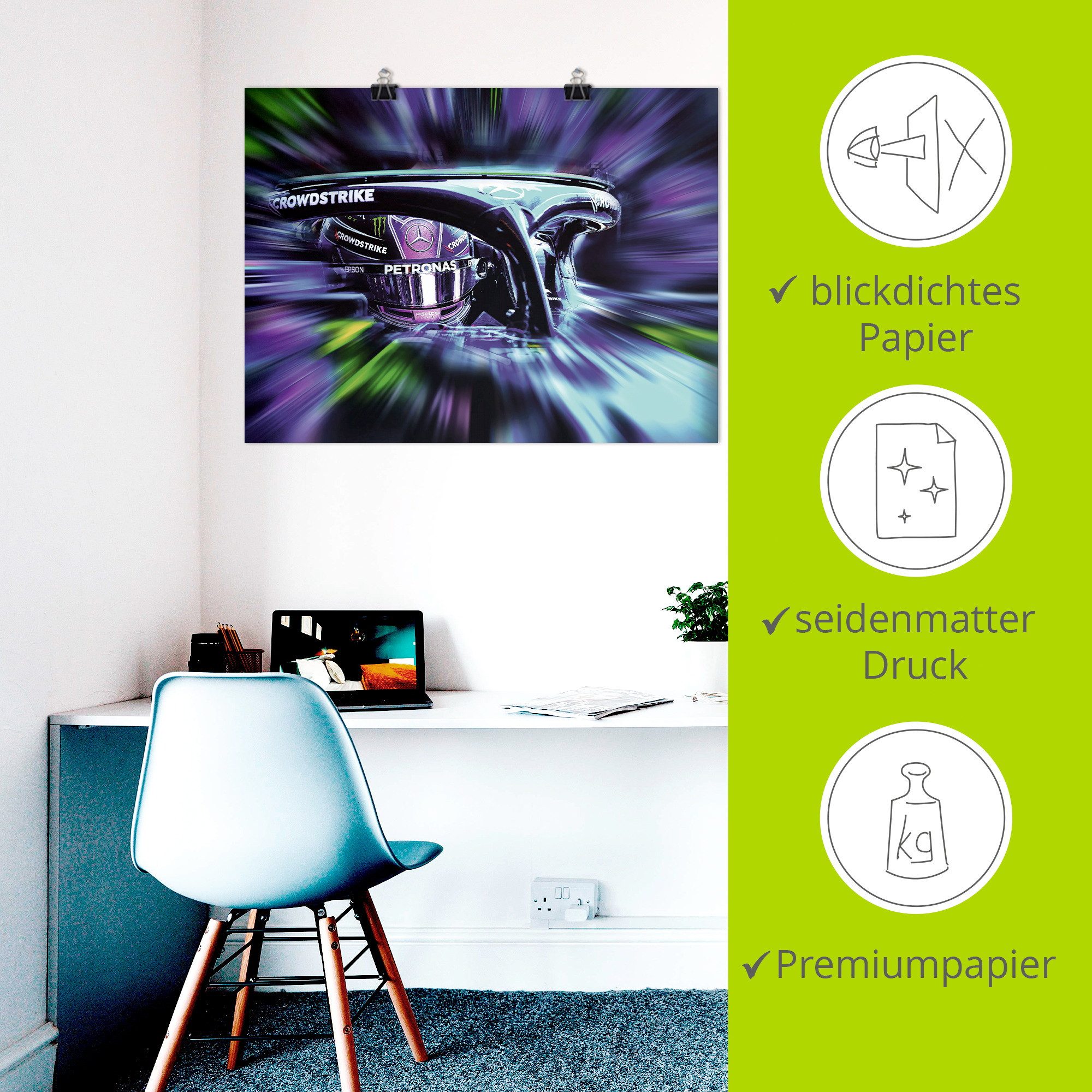Artland Wandbild LH44 - Hamilton in kreativen Farben, Funsport (1 St), als Alubild, Leinwandbild, Poster, Wandaufkleber in verschied. Größen