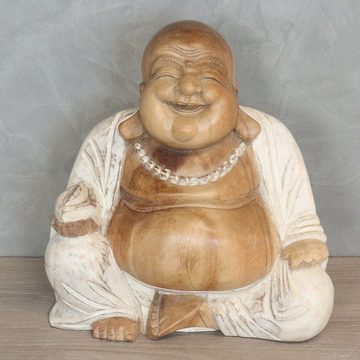 Oriental Galerie Dekofigur Figur Sitzender Happy Buddha Weiß 30 cm (1 St)