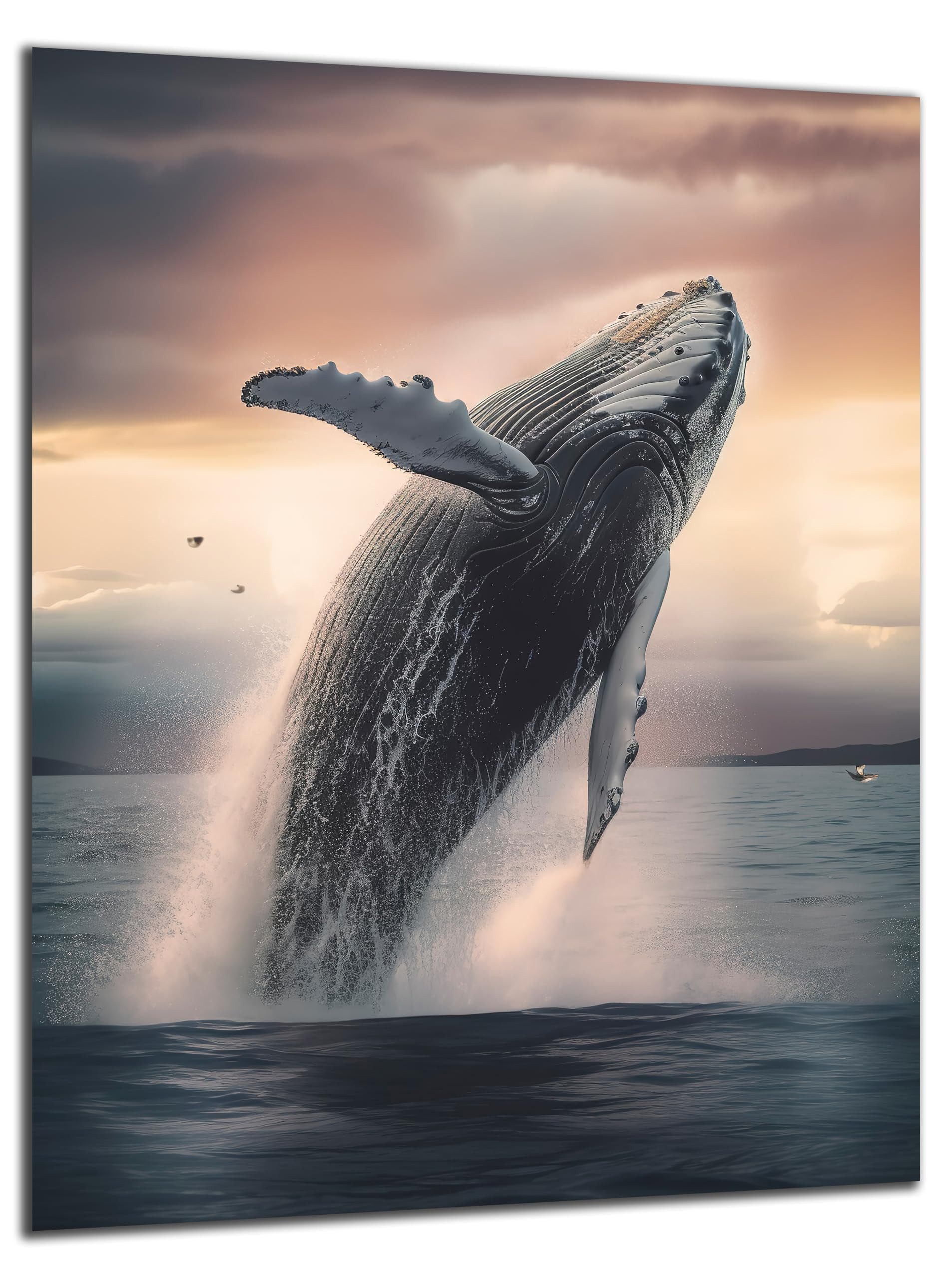 DARO Design Wandbild Unterwasserwelt Wandbilder Wand Deko Bilder Modern Leinwandbild, (Unterwasser Wal Orca - Bild klein Badezimmer Flur Wohnzimmer Schlafzimmer Büro Einteilig Querformat Fotodruck Unterwasserwelt), 30x20 cm