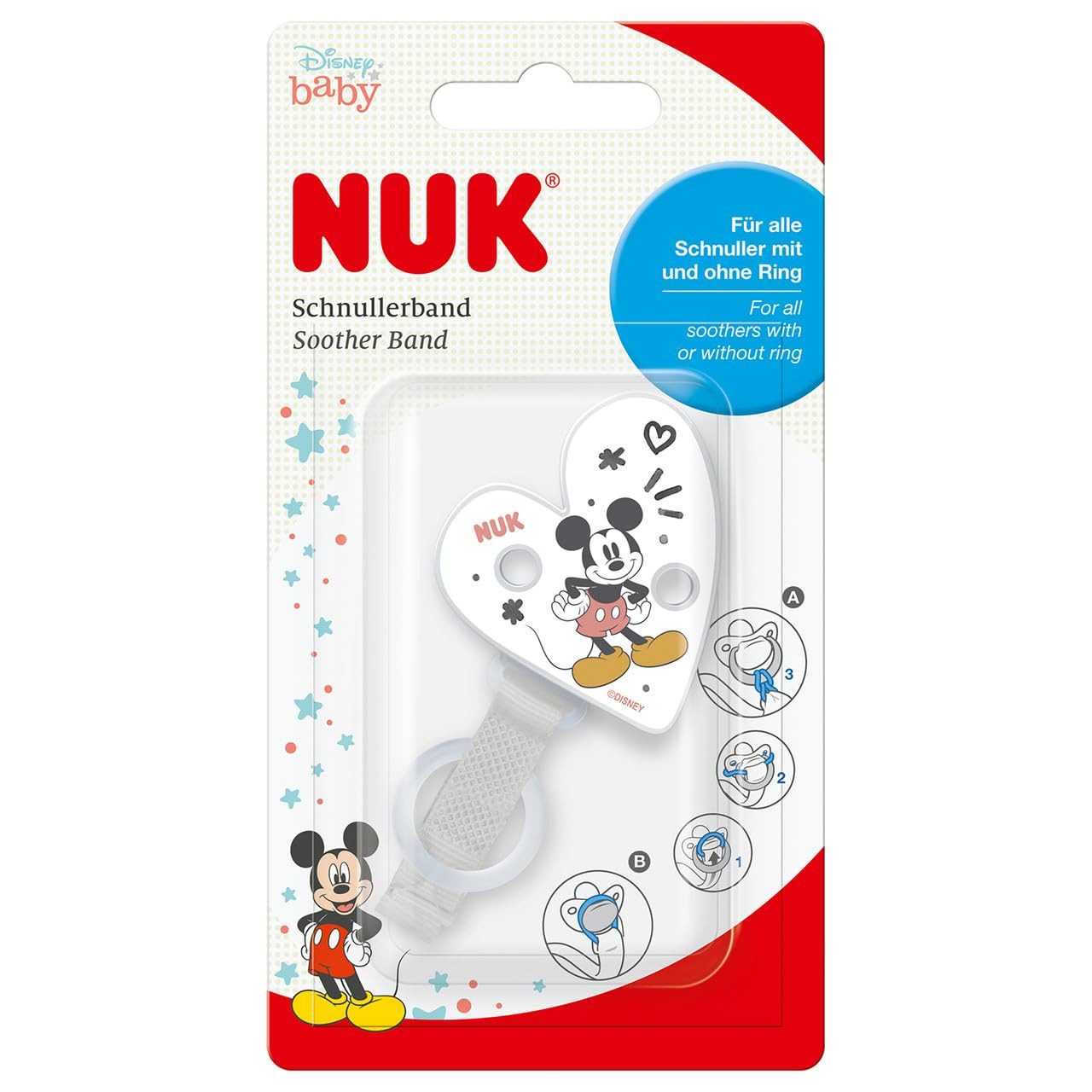 NUK Пустышкиbefestigung NUK Пустышкиband – Disney Mickey Mouse Design, Sicher, (1-tlg)