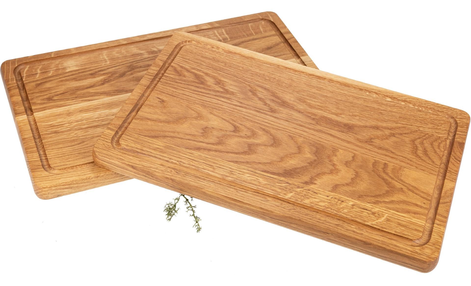 Holz Frank Schneidebrett Schneidebrett mit Saftrille aus Eiche geölt - 40 x 25 x 2 cm, Holz, (1-St)