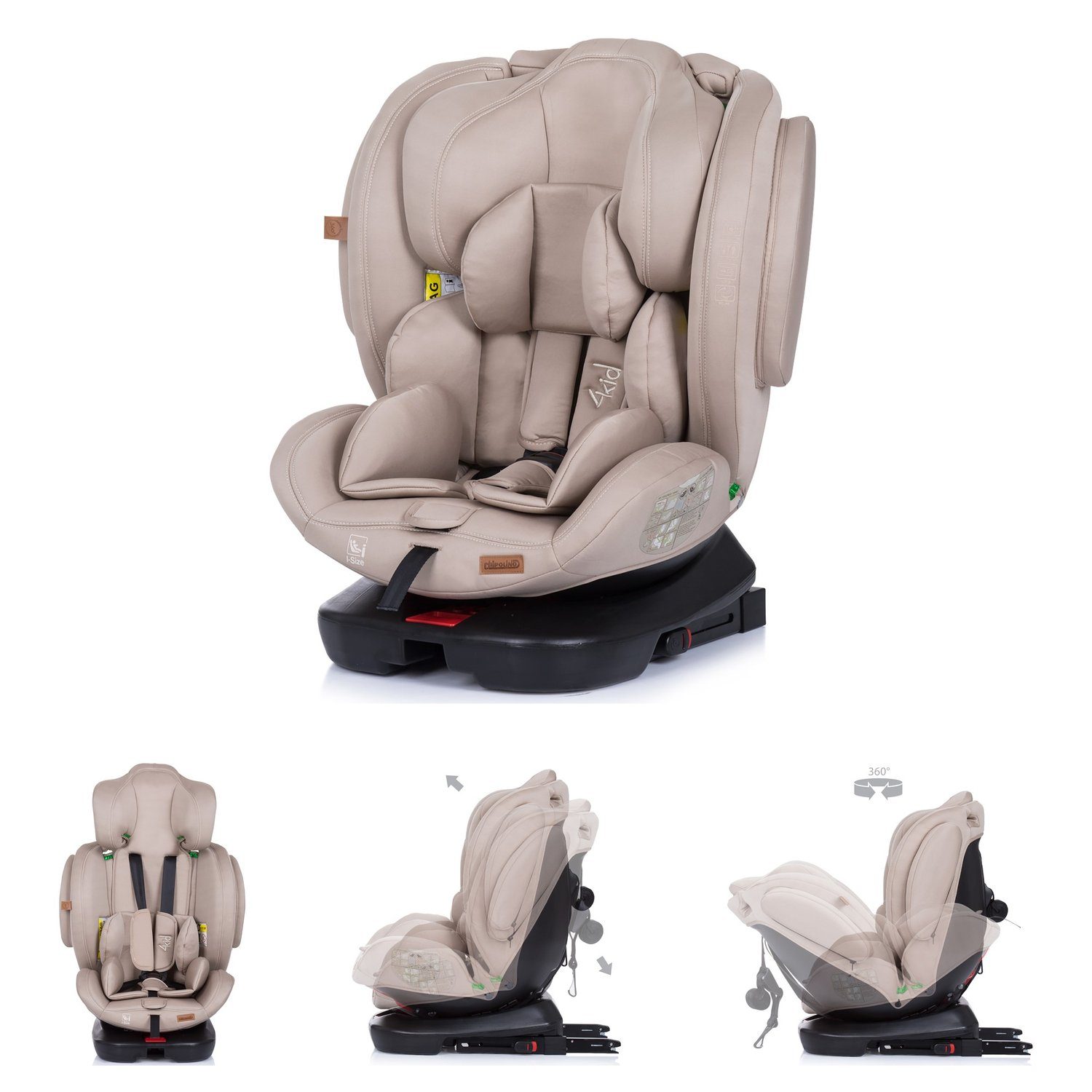 Chipolino Autokindersitz Kindersitz 4KID i-Size Isofix, bis: 36 kg, (40 - 150 cm) Isofix, Kopfstütze verstellbar beige