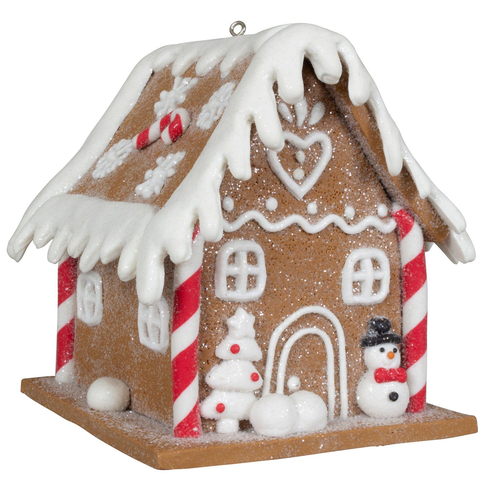 Weihnachtshaus braun-weiß Deko Lebkuchenhaus 11cm