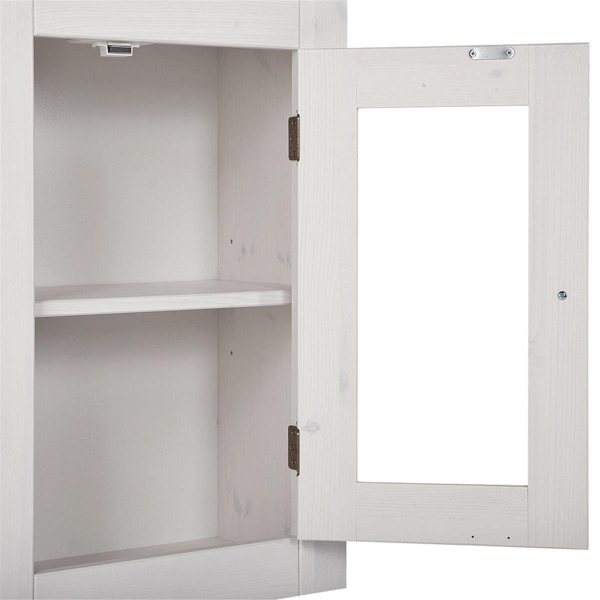 Lomadox Hochschrank LIRIA-56 Badschrank 190cm hoch Massivholz weiß gebleich günstig online kaufen
