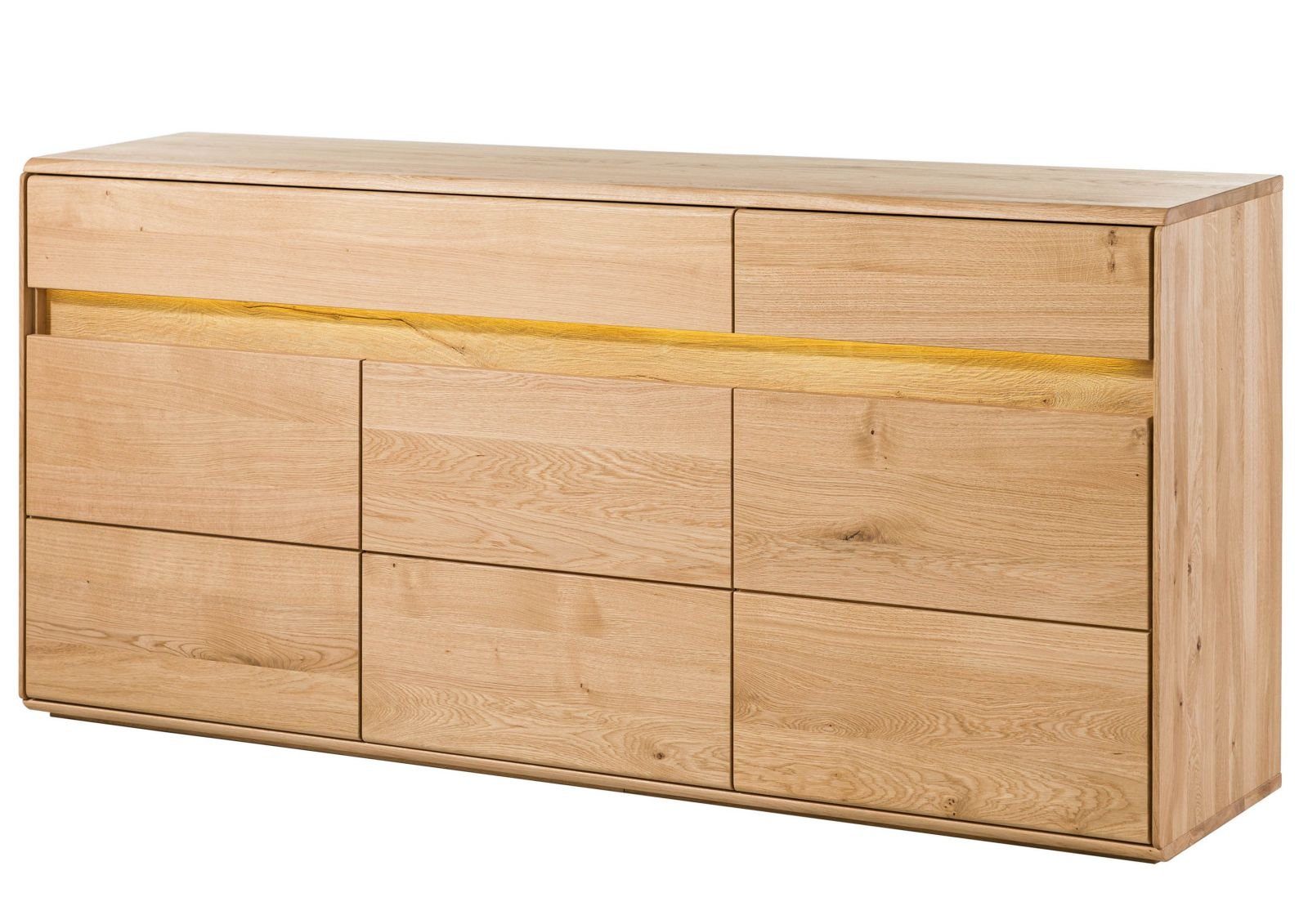 Massivmoebel24 Sideboard CARDIFF Wildeiche Massivholz natur (Massivholz montiert 84 kg CARDIFF #130), Wildeiche 183,5x43,5x86 cm (BxTxH) natur geölt