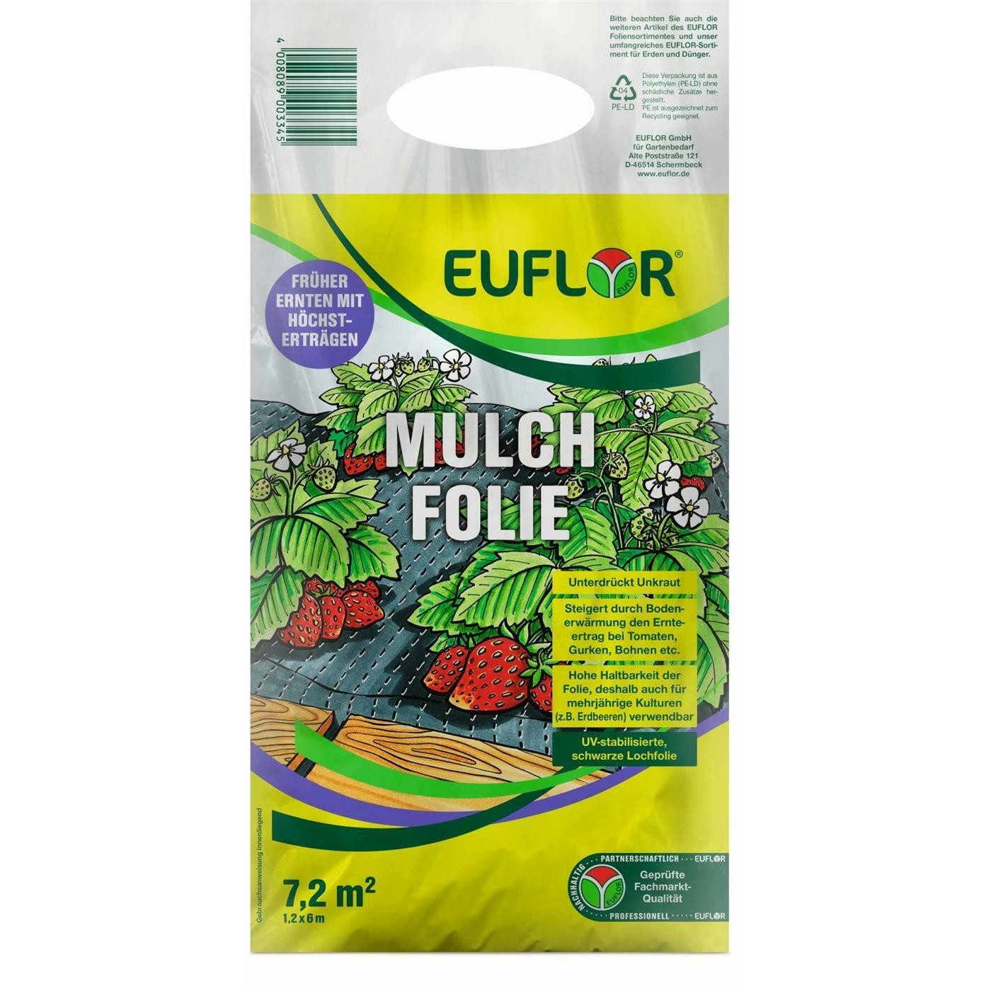 Euflor Gartenvlies Euflor Mulch Folie 7,2m² 1,2x6 m