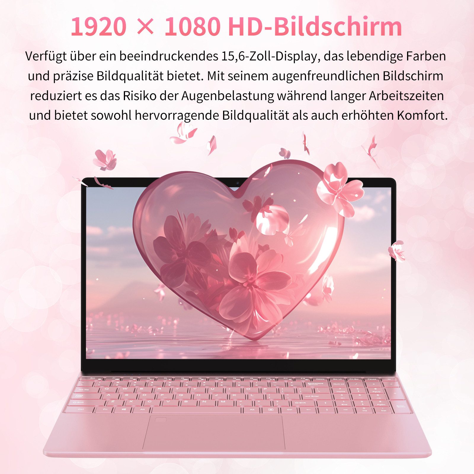 Auusda 15,6-Zoll-Laptop mit 1 Kamera und eingebautem Akku Notebook (39,6 cm/15.6 Zoll, Intel Alder Lake N95, 16 GB, 512 GB SSD, hintergrundbeleuchtete Tastatur & Fingerabdruck-Entsperrsystem)