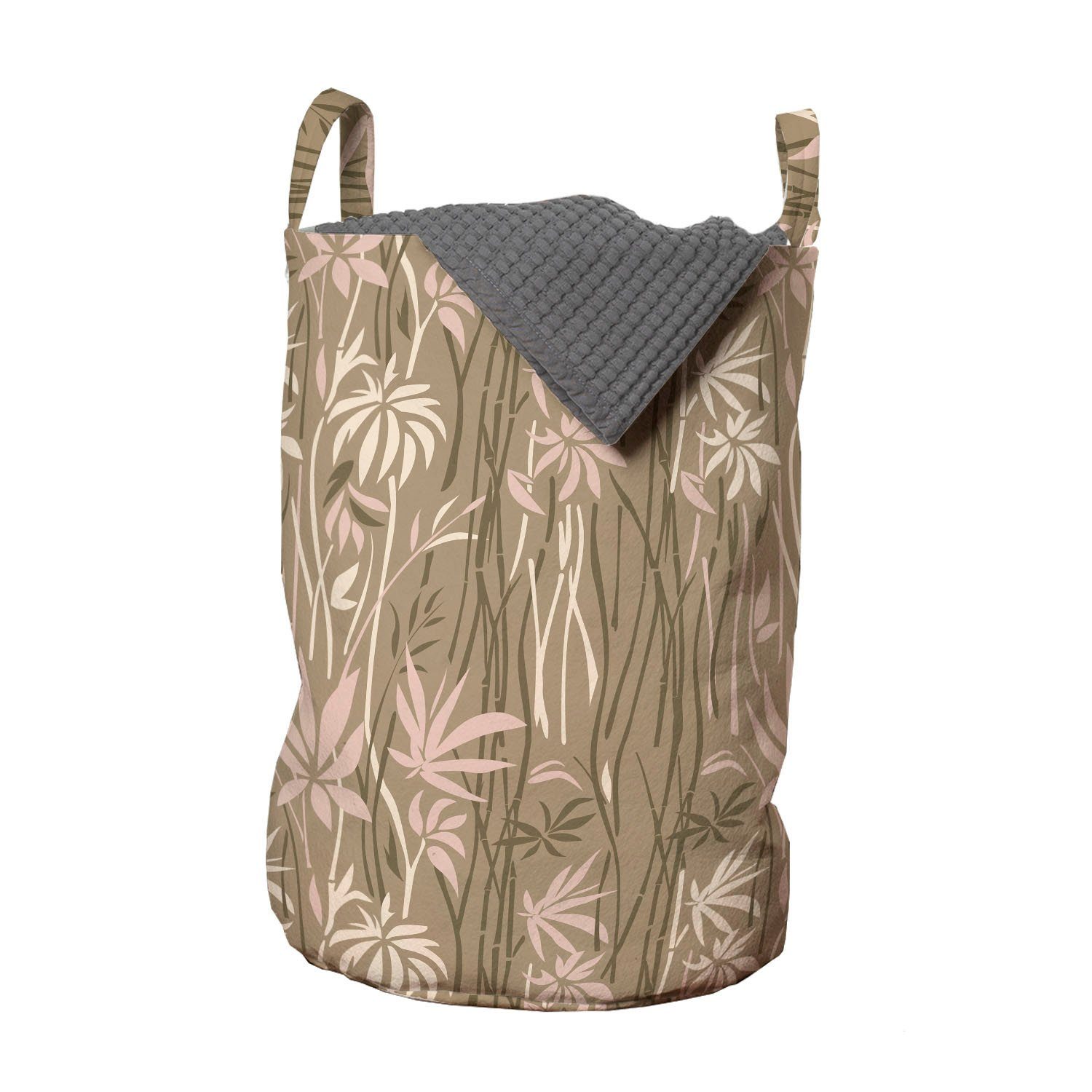 Abakuhaus Wäschesäckchen Wäschekorb mit Griffen Kordelzugverschluss für Waschsalons, Botanisch Tropical Bamboo Sticks
