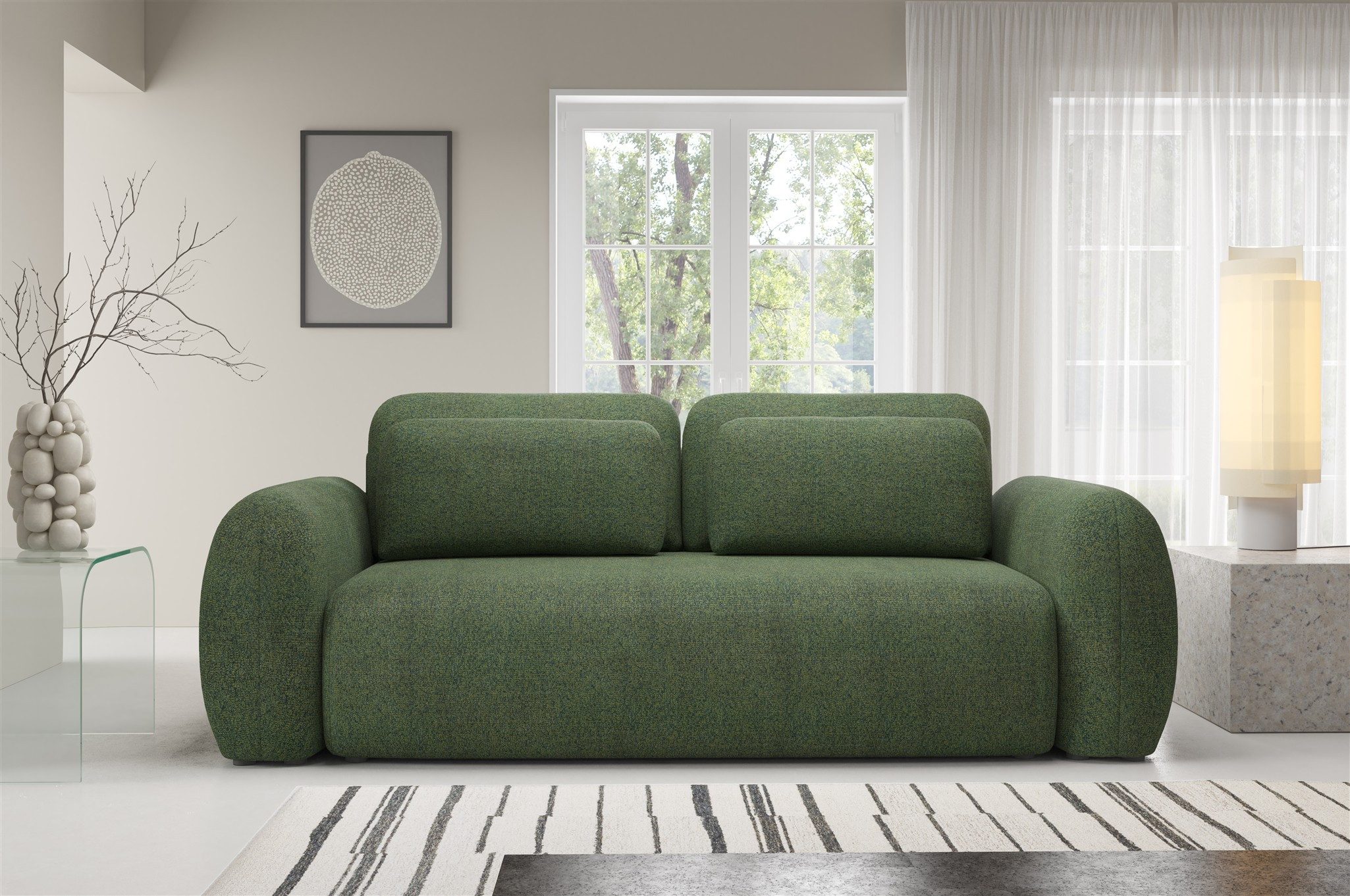 Fun Möbel 3-Sitzer Sofa GASTON mit Schlaffunktion in Stoff Puente, Rundumbezug, mit Bettkasten