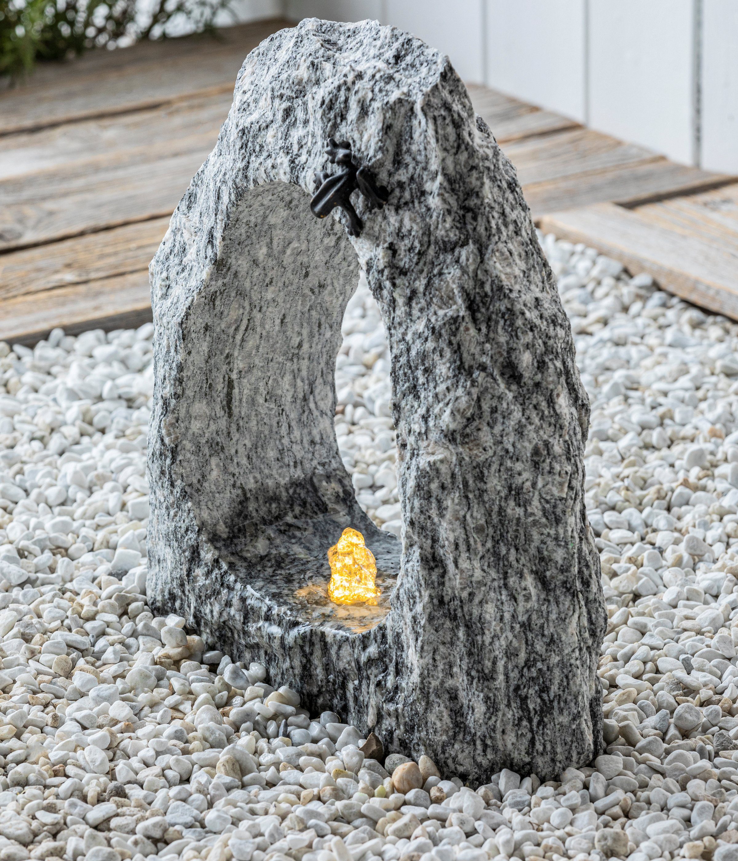 Gruta Trafo & stimmungsvolles Gartenbrunnen LED-Beleuchtung, Granit, mit Pumpe x 40 aus Dehner Granit, LED-Leuchte, mit cm 13 cm, 40 Wasserspiel 45 x Breite,