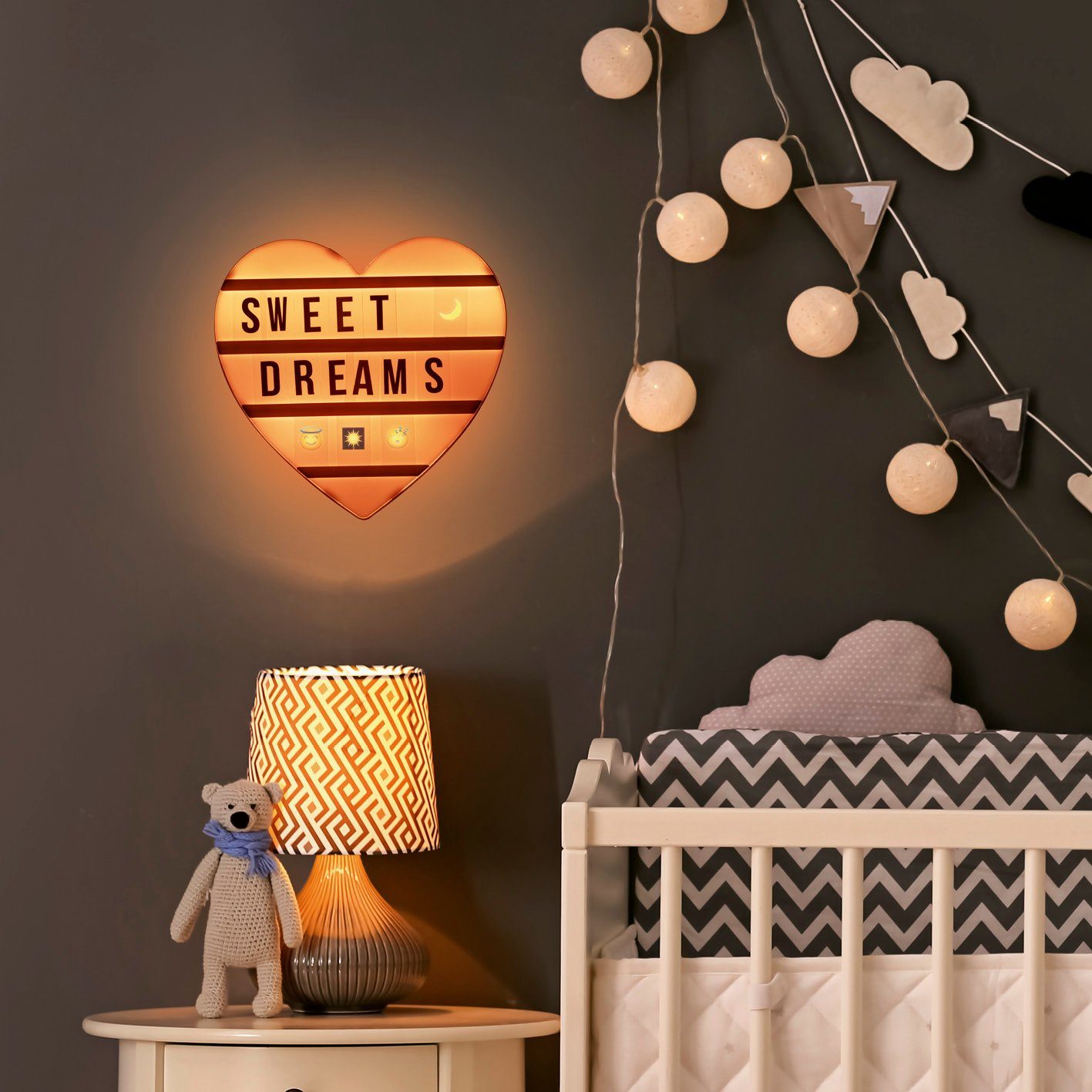 EASYmaxx LED Dekolicht Leuchtkasten Herz 173 Buchstaben & 150 Moodjis, LED günstig online kaufen