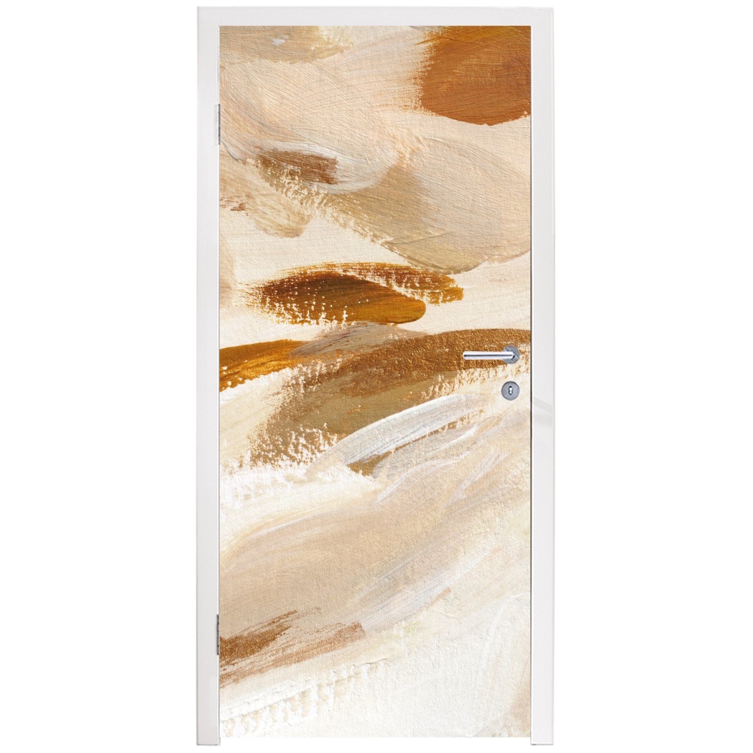 MuchoWow Türtapete Farbe St), Beige Türaufkleber, Weiß, cm Matt, - Tür, Fototapete für 75x205 - (1 bedruckt