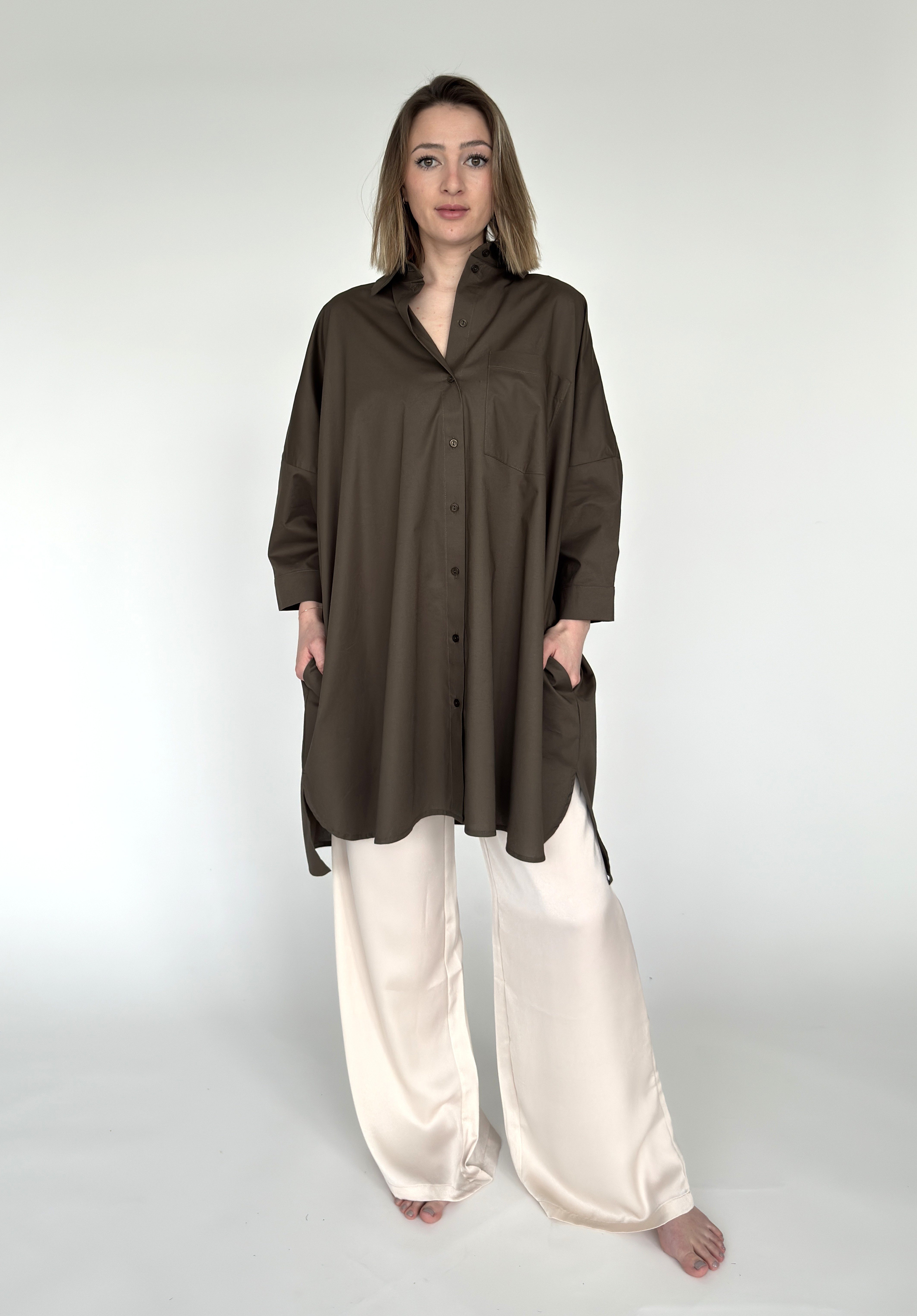 Zuckerwatte Longbluse bequeme A- Linie aus günstig online kaufen