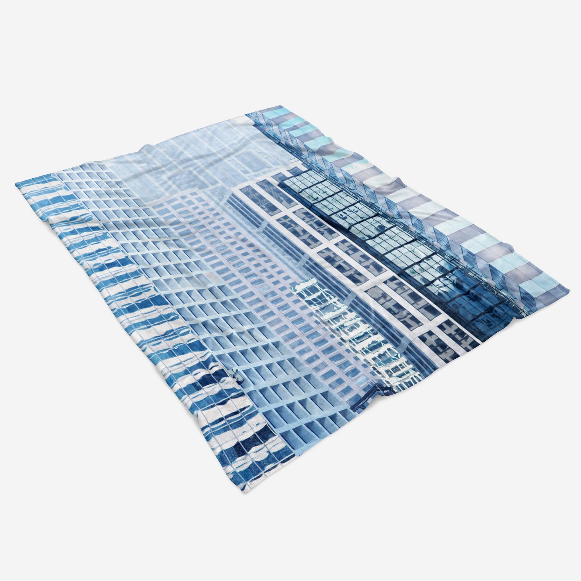Blau Architektur Handtuch (1-St), Baumwolle-Polyester-Mix mit Art Sinus Strandhandtuch Kuscheldecke Handtücher H, Saunatuch Handtuch Fotomotiv