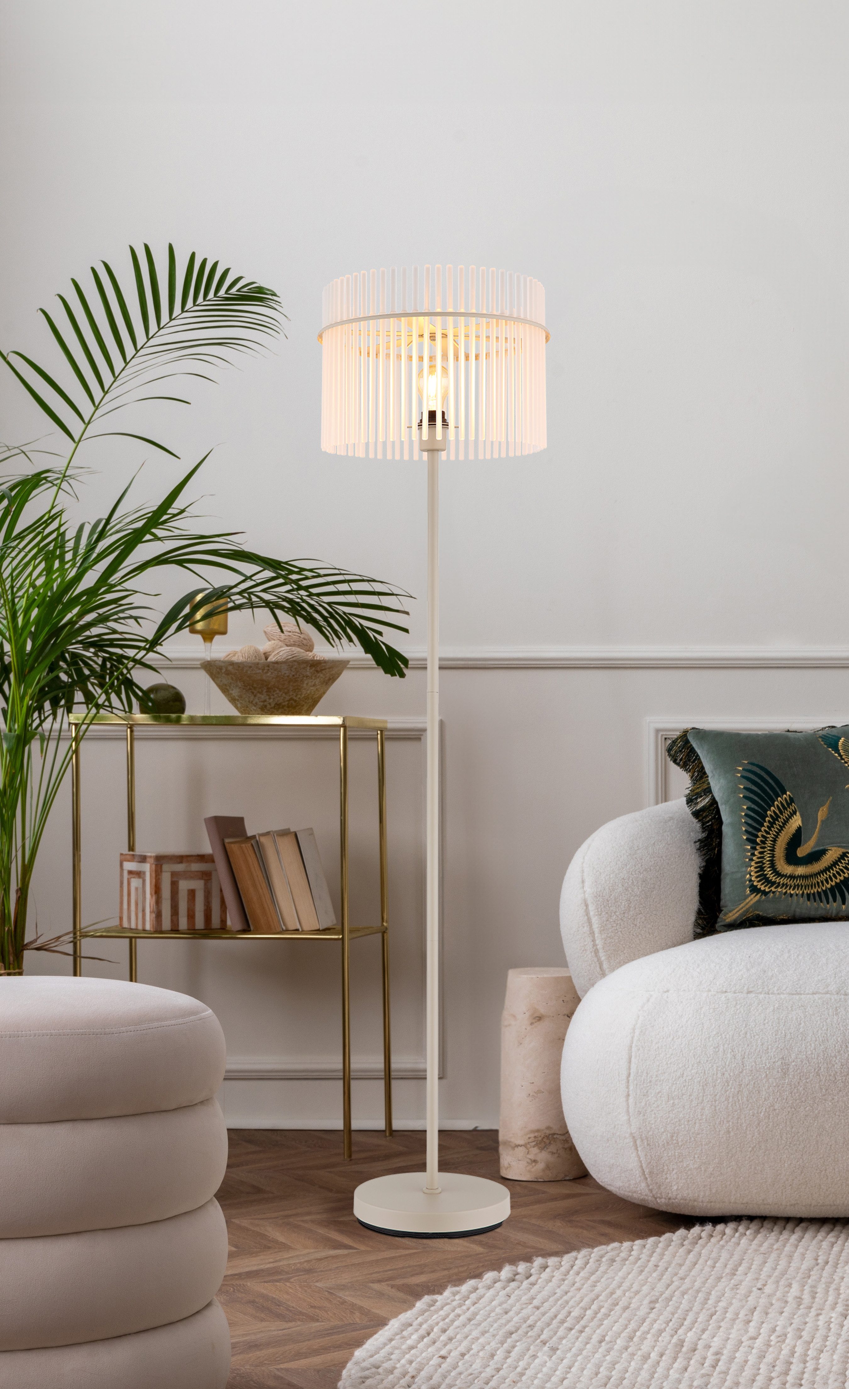 GLOBO LIGHTING Stehlampe GORLEY, ohne Leuchtmittel, Stehleuchte für Wohn- & Schlafzimmer sandfarben