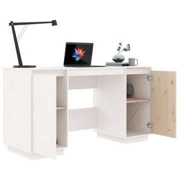 furnicato Schreibtisch Weiß 140x50x75 cm Massivholz Kiefer