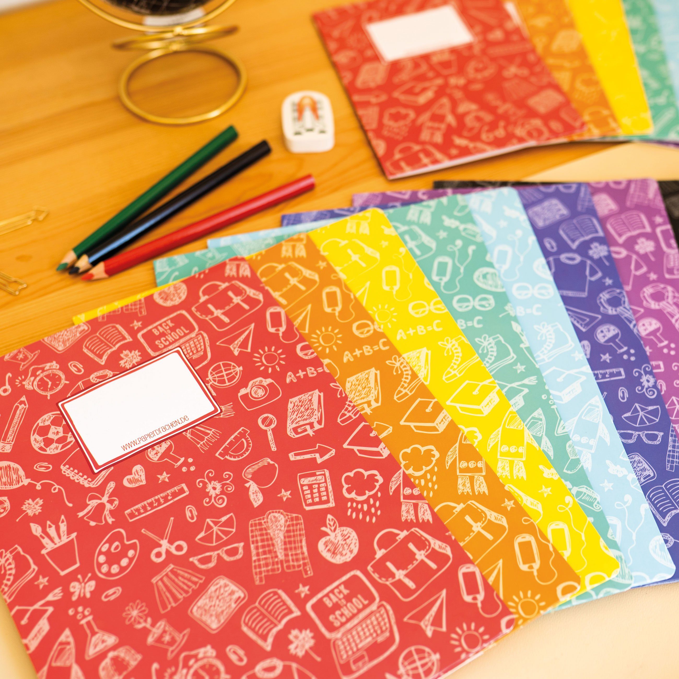 PAPIERDRACHEN Schulheft Heftumschläge - DIN A4, Papierheftumschläge