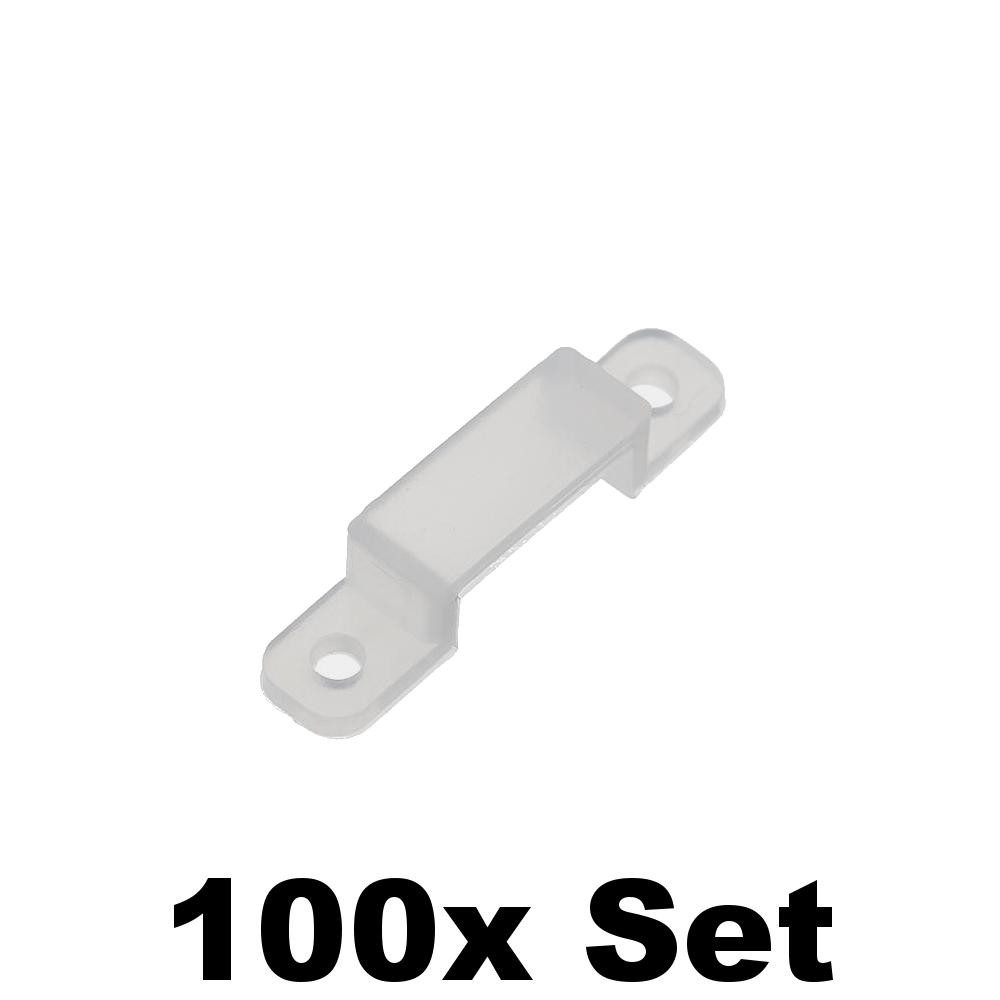 Trade-Shop Halterung 50x/100x/200x Befestigungsclips für Kabel Stromkabel Kabelorganisation, (100-tlg., inkl. 2,4mm Montagelöcher / Passend für 10mm bis 16mm LED-Light-Strip)