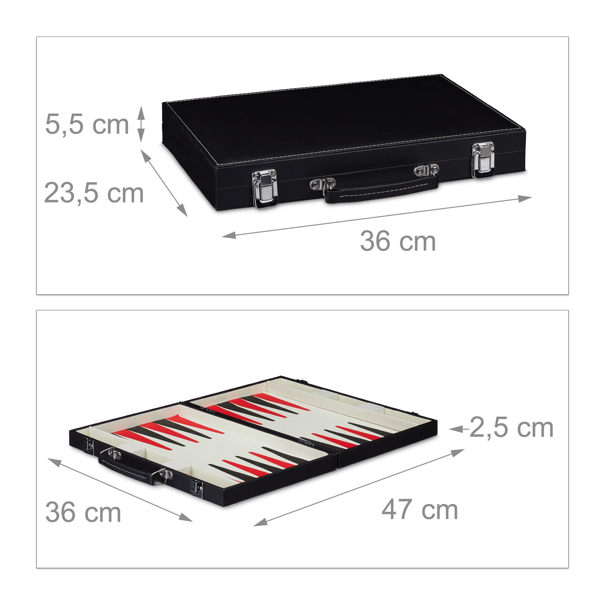 relaxdays Spielesammlung Backgammon Koffer