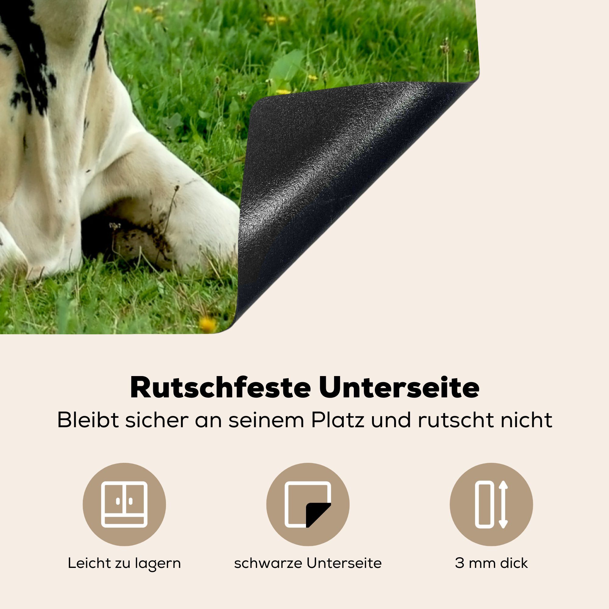 Ceranfeldabdeckung - 81x52 Schutz Tier, Induktionskochfeld cm, für Herdblende-/Abdeckplatte tlg), MuchoWow (1 die Kuh küche, - Vinyl, Friesland